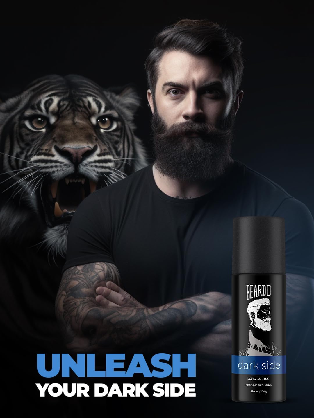 Beardo Dark Side Deo 150ml - Spicy & Woody Scented Men's Deodorant & Body Spray | Long Lasting Fragrance for Daily Use | Perfect Christmas Gift for Men, Friends & Boyfriends | Gym, Office & Date Night Essential