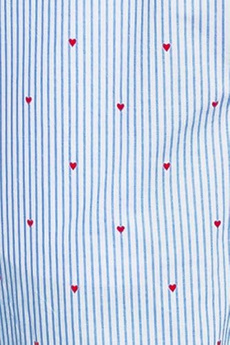 White/Blue Mini Hearts Stripe