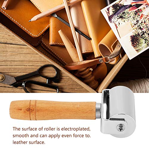 Premium Leatherworking Roller - 60mm Carbon Steel Leather Press Roller with Wooden Handle for Leathercrafting, DIY Projects & Leather Glue Application - Perfect for Leather Stamping, Embossing & Crafting Accessories