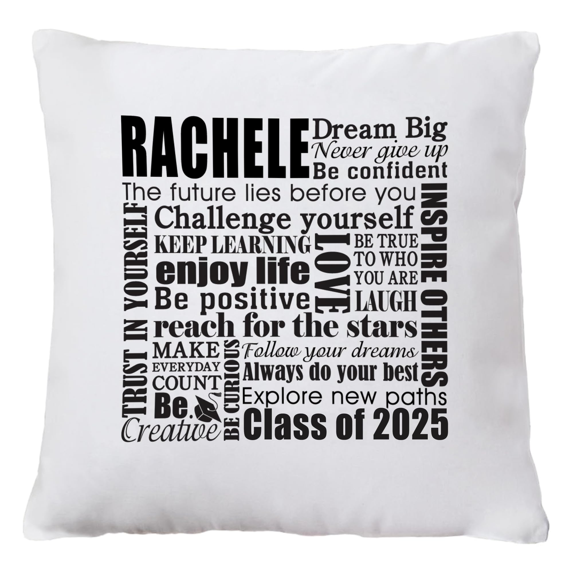 Personalized Graduation Pillow - Class of 2025 Custom Gift with Name & Year - Black & White Design - Celebrate Achievements - Perfect Graduation Party Decor & Keepsake for High School or College Grads