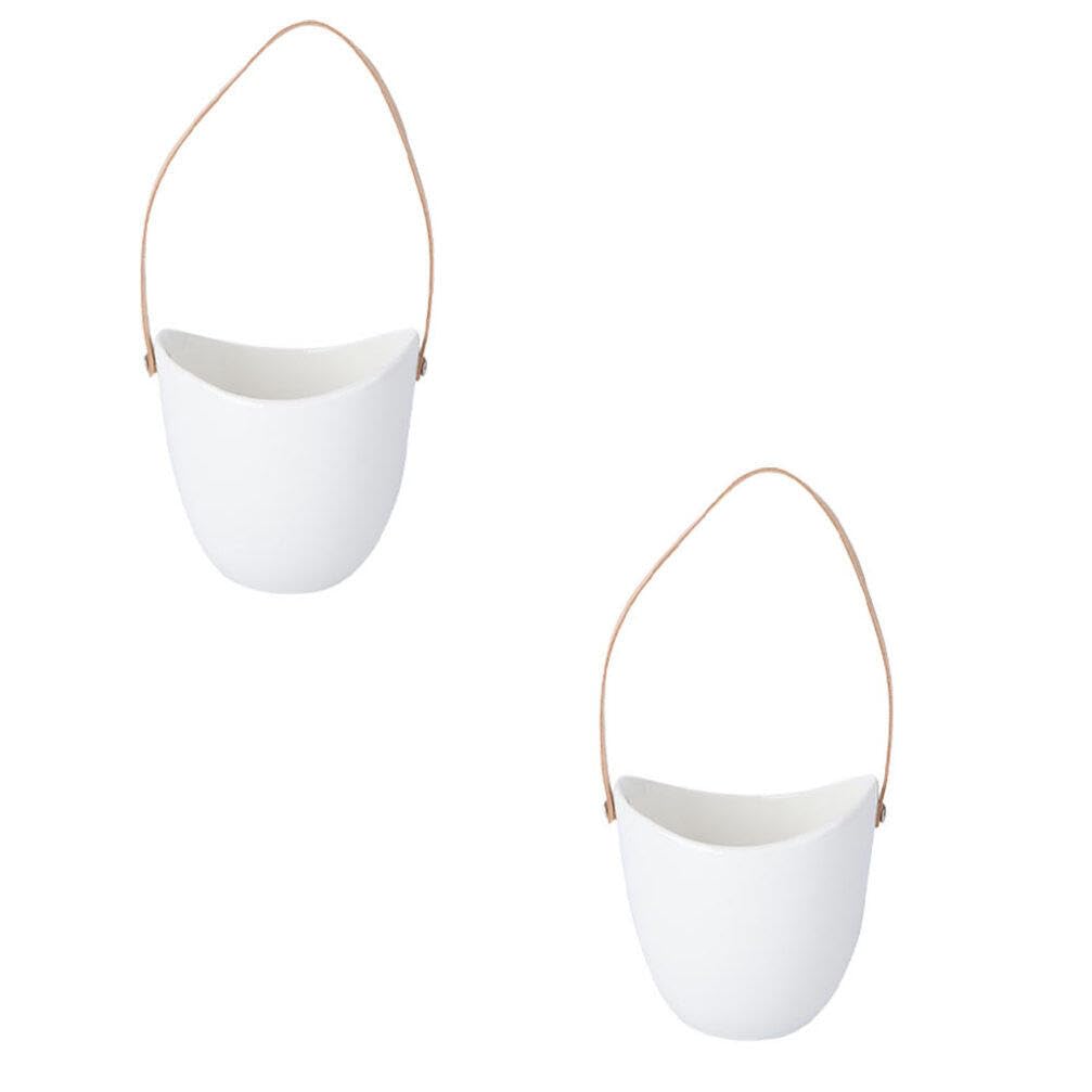 Hemoton 2-Pack Hanging Flower Pots for Succulents - Decorative Plant Hanging Baskets with Belt Hook for Indoor/Outdoor Use - Perfect for Balcony, Garden, Patio & Home Decor