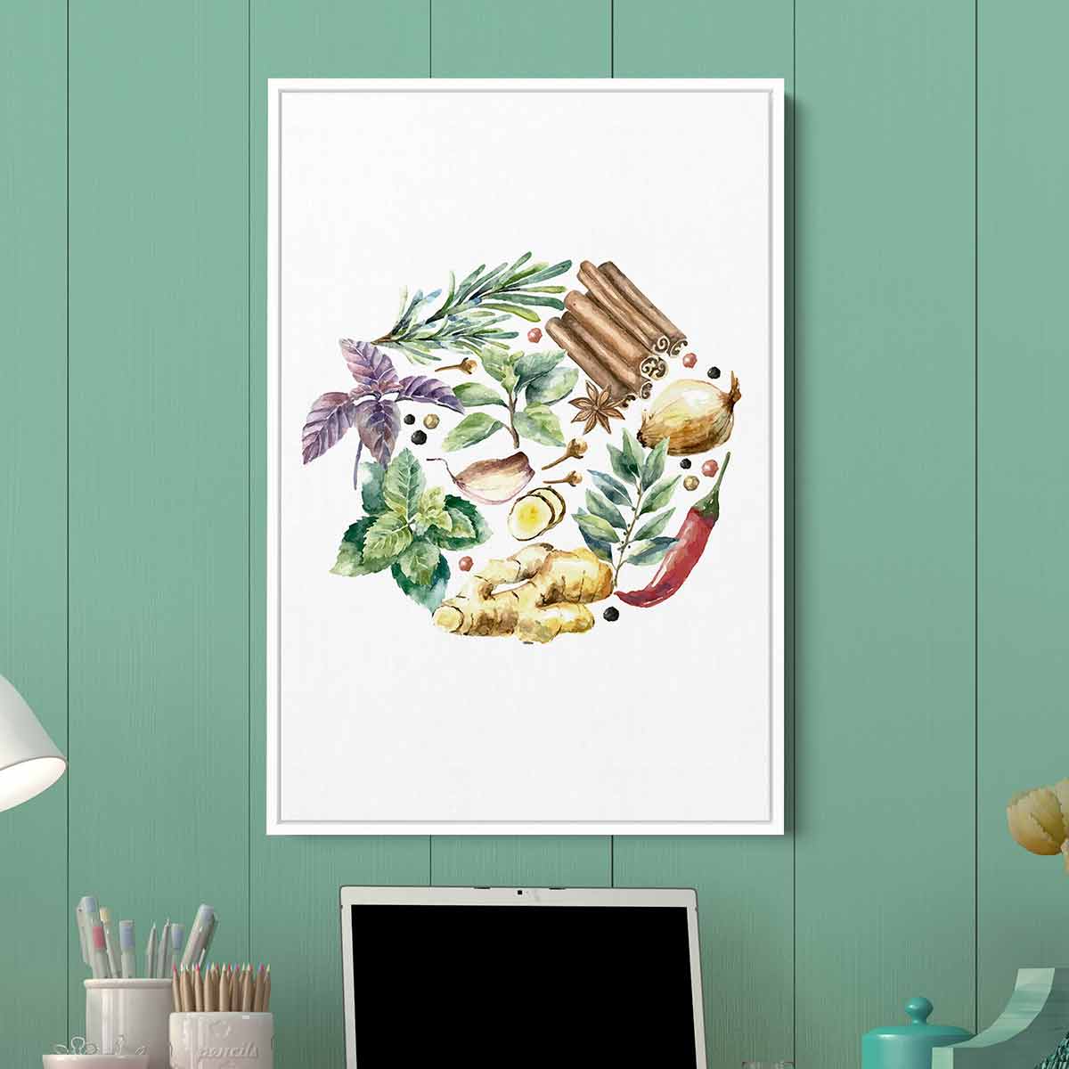 Brown Spice Wall Art Canvas Print - Modern Kitchen Decor for Home & Restaurant | Perfect for Dining Room, Coffee Shop & Farmhouse Style