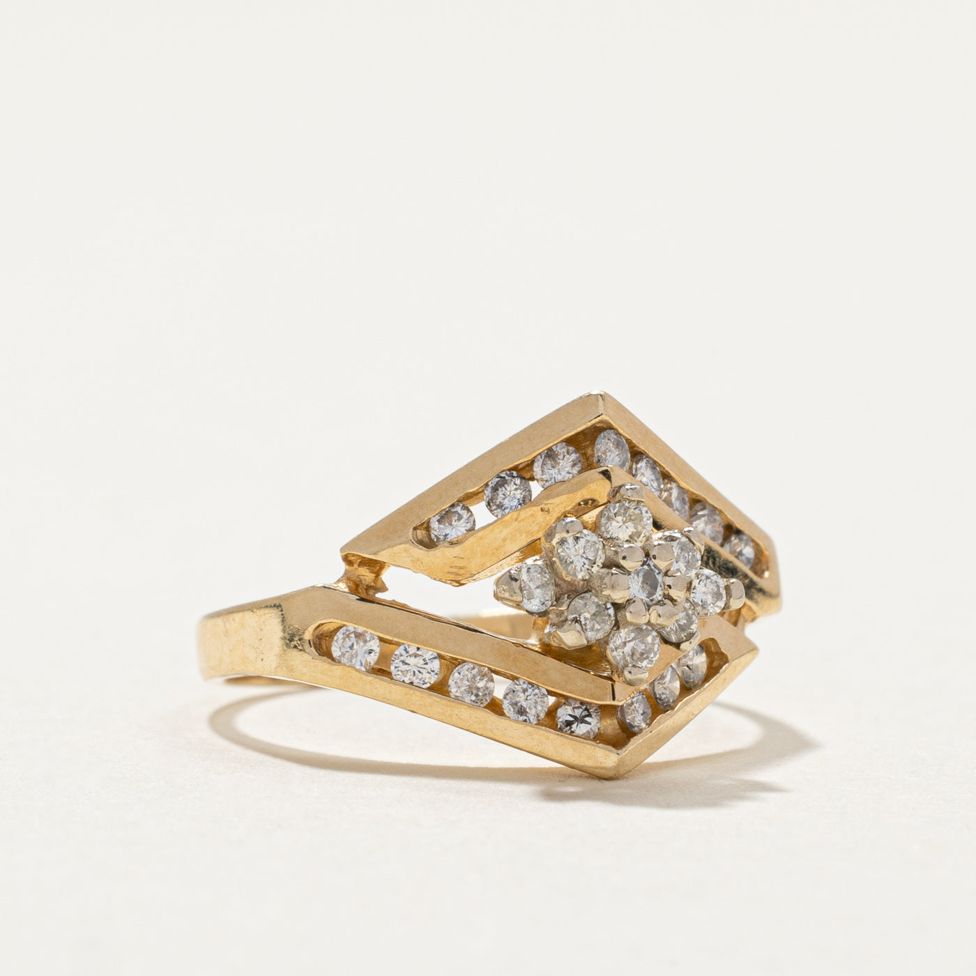 Diamond Cluster Rhombus Shaped Ring | 0.30ctw | Size 5.25 | Elegant Wedding, Anniversary & Engagement Jewelry Gift for Women