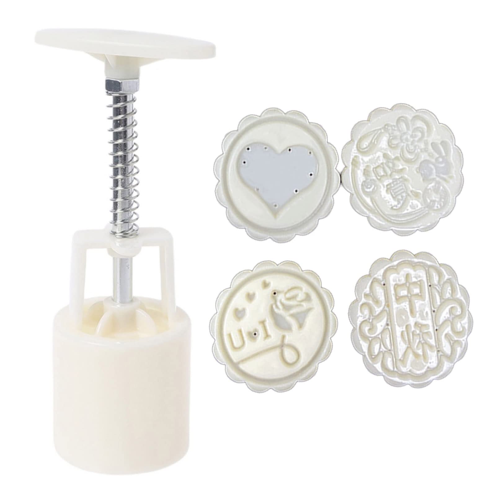Mooncake Molds Set - 4 Patterns for Mid-Autumn Baking DIY | Festival Cookie Stamps