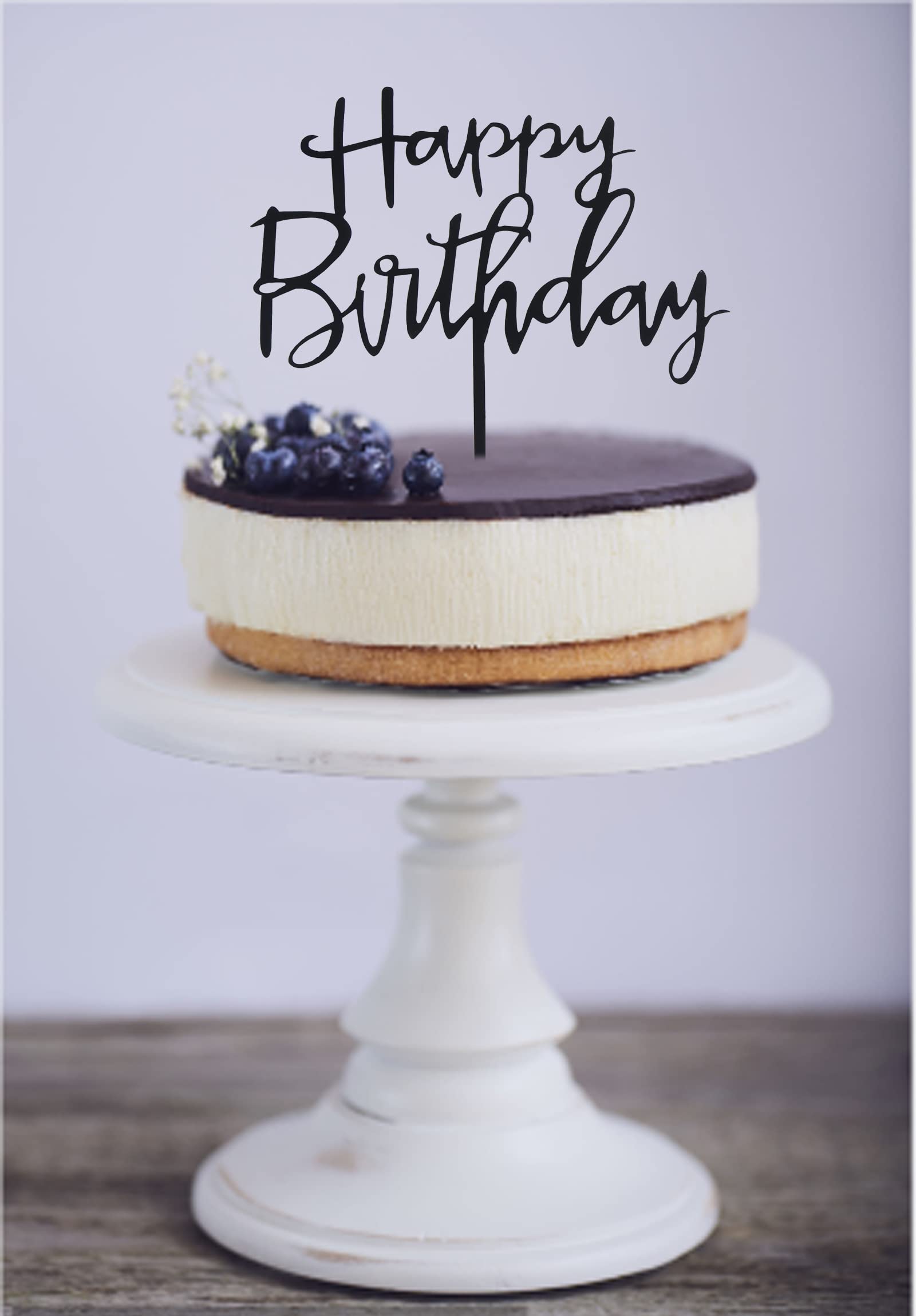 Happy Birthday Cake Topper - Elegant Acrylic Black Cake Decor for Birthday Parties | Perfect for Wedding, Anniversary & Celebration Cakes