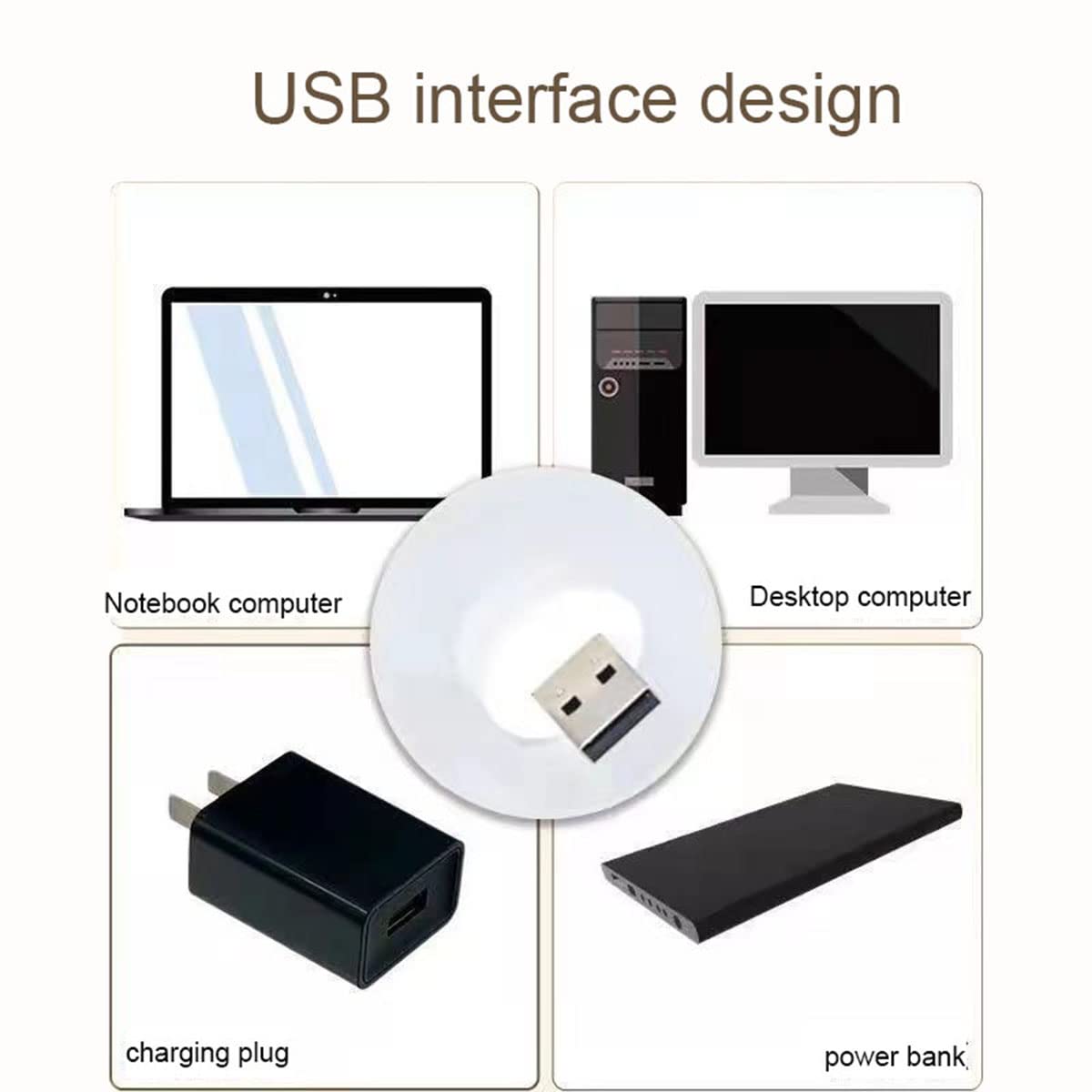 10 Pack USB LED Night Lights - Warm White for Bedroom, Bathroom & Nursery