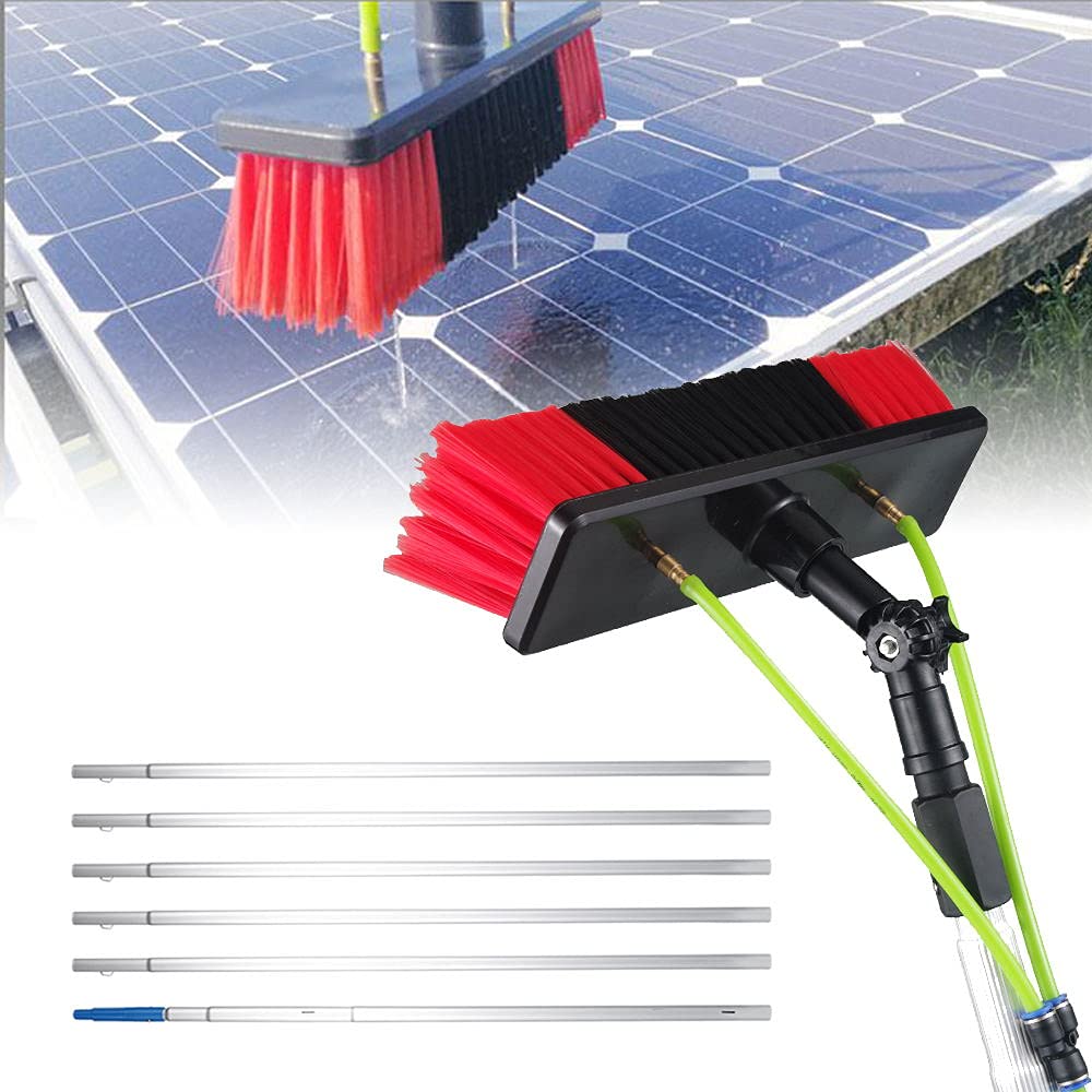 Solar Panel & Window Cleaning Kit - Water Fed Pole with Brush & Spray Washer for Outdoor Glass Cleaning - Perfect for Home, Office & Commercial Building Maintenance