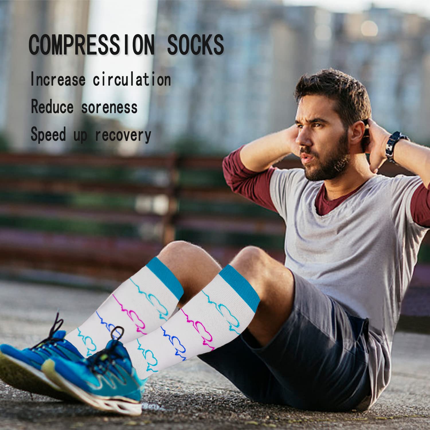 5/7 Pairs Medical Grade Compression Socks for Women & Men - 20-30 mmHg Support Stockings for Running, Nursing, Travel & Varicose Veins Relief - Improve Blood Circulation & Reduce Swelling (Perfect for Athletes, Nurses & Frequent Flyers)