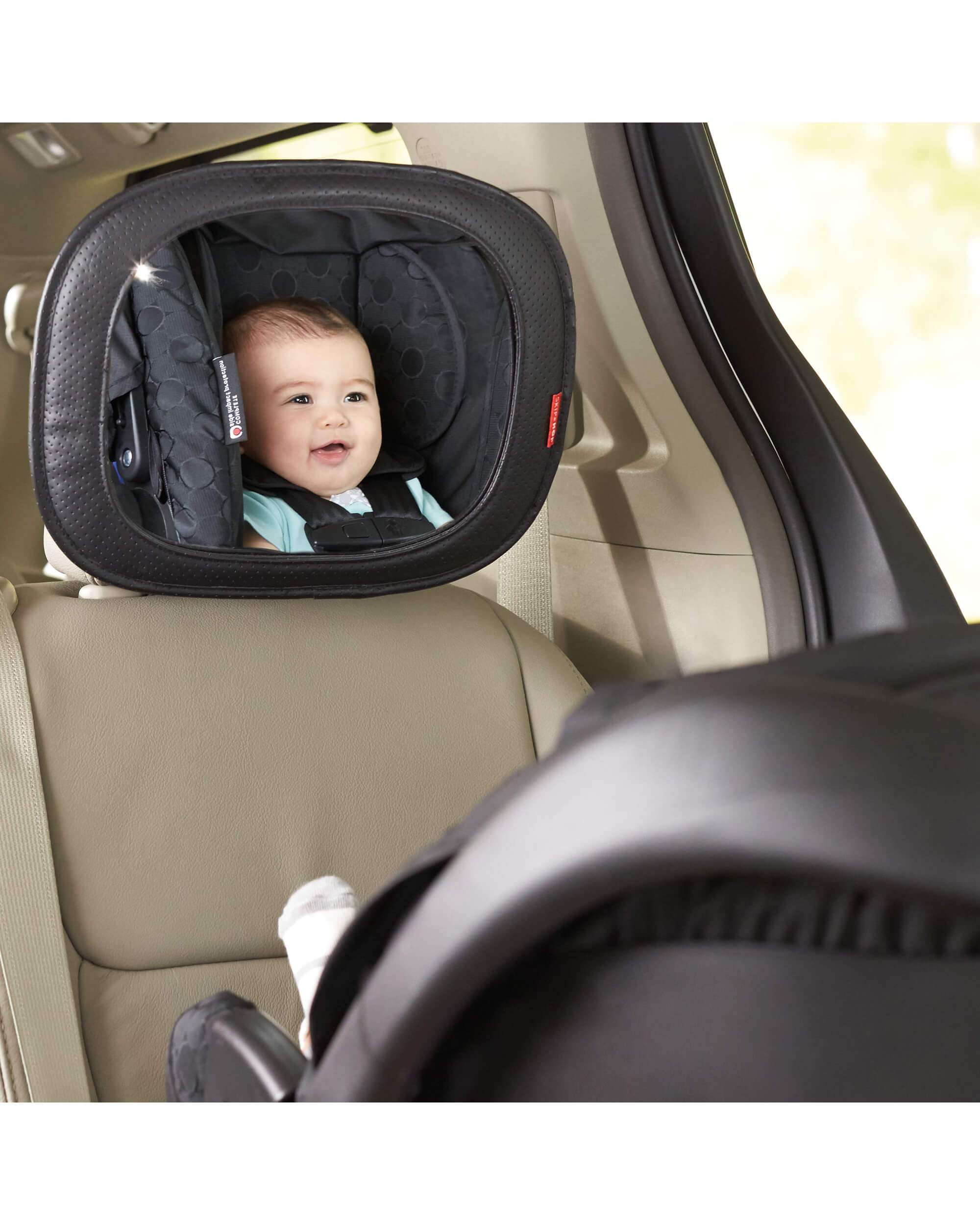 Skip Hop Backseat Mirror - Tonal Chevron Design for Babies & Toddlers - Safe Car Seat Mirror for Rear-Facing Infants - Perfect for Road Trips & Daily Commutes