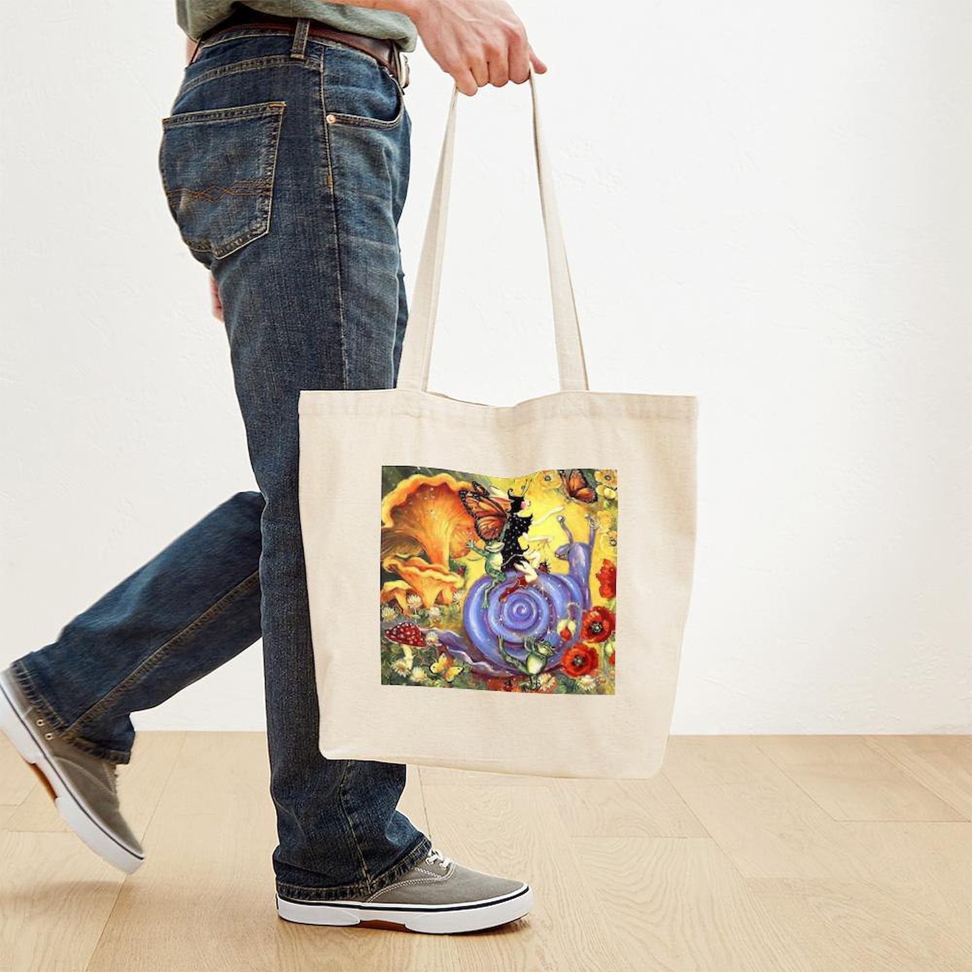 Butterfly Fairy Tote Bag - Natural Canvas Reusable Shopping Bag for Women, Eco-Friendly Grocery Tote - Perfect for Beach, Market & Daily Use