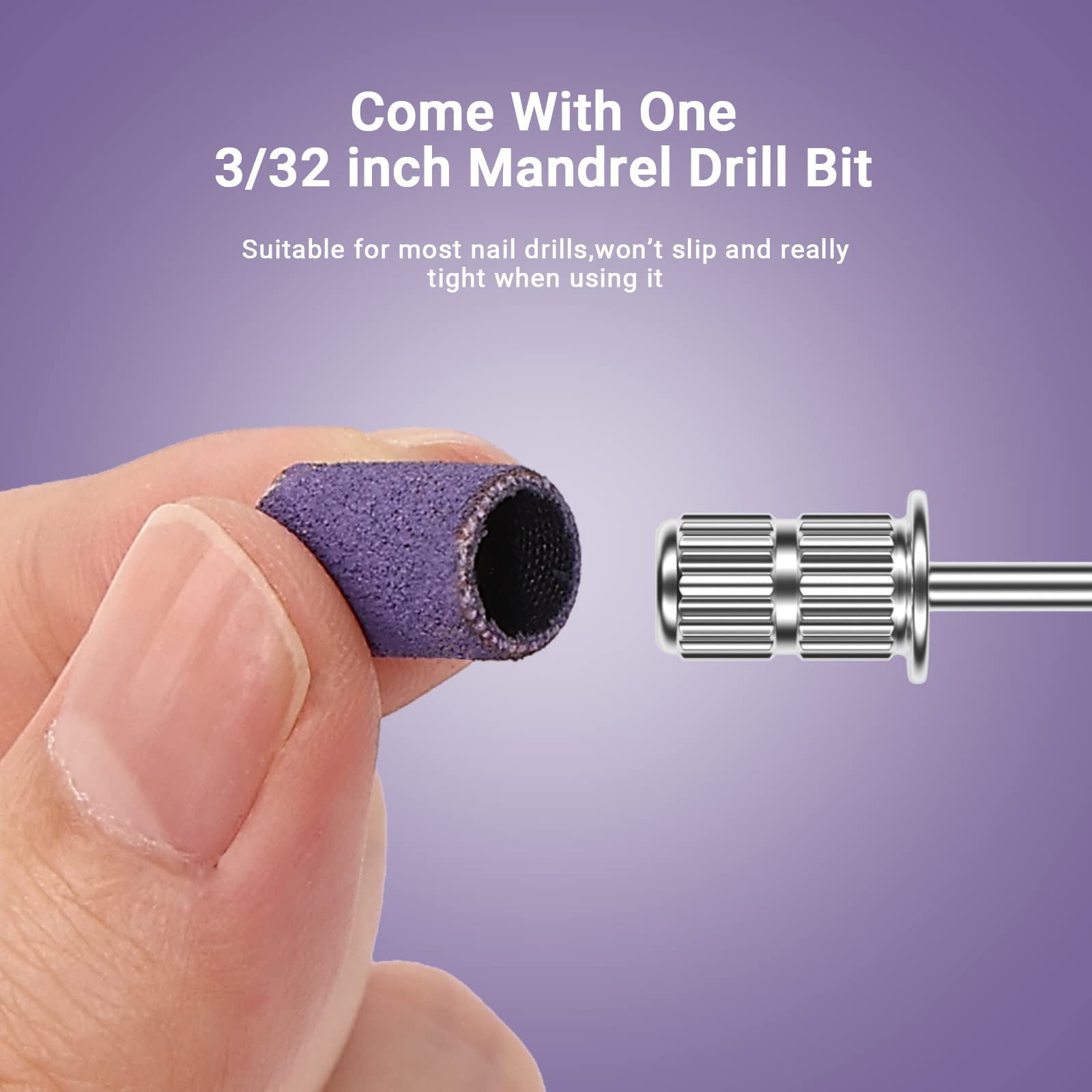 MelodySusie 100 Pcs Nail Drill Bits Sanding Bands - 180 Fine Grit Nail File for Acrylic Nails, Gel Manicures & Pedicures | Professional Salon & Home Nail Care Kit