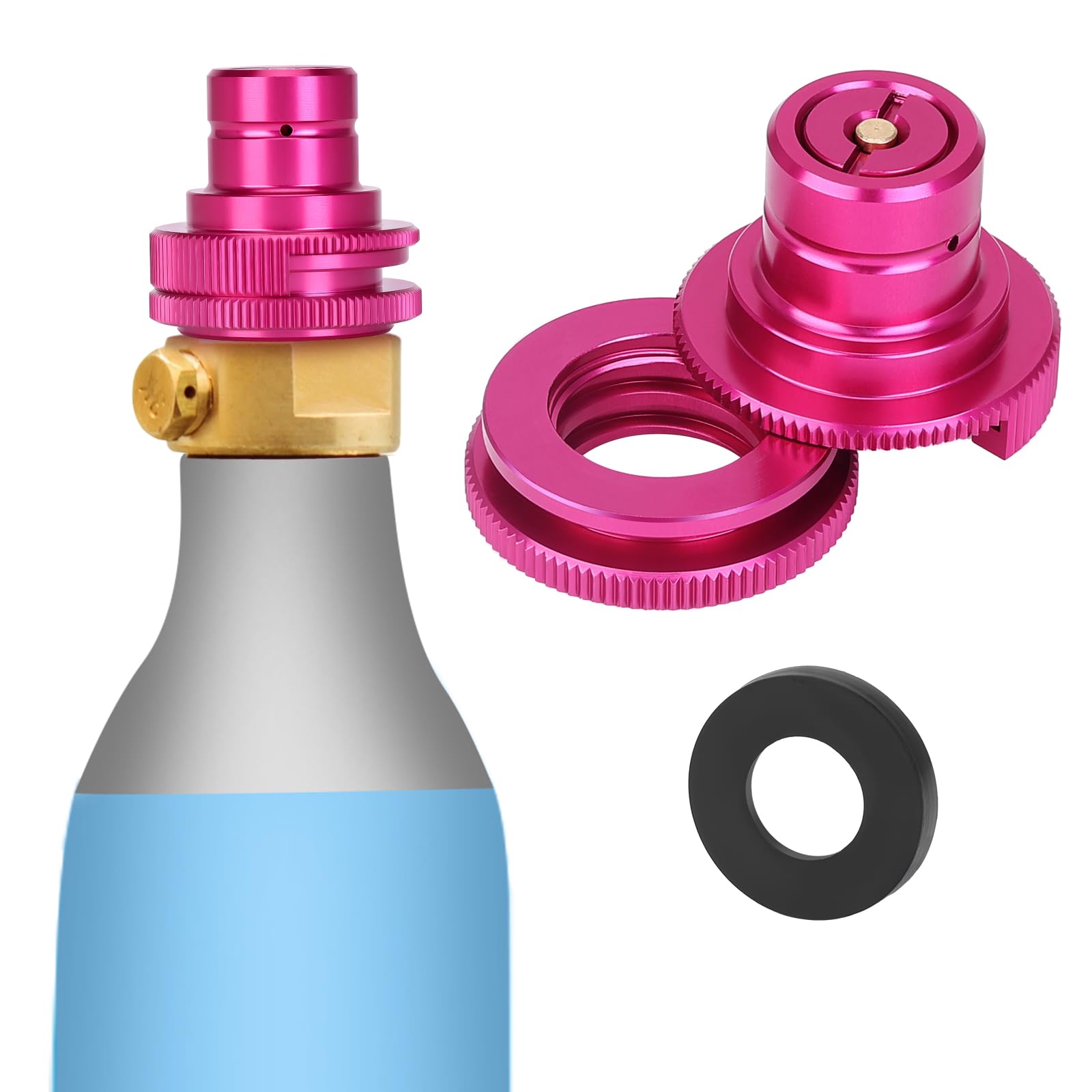 HK Quick CO2 Adapter for Soda Water Bubbler - Compatible with Terra/Art/DUO Sparkling Water Makers - TR21-4 Male Thread Valve for Refilling Original Blue CO2 Cylinders | Perfect for Home Carbonation & DIY Sparkling Water Drinks