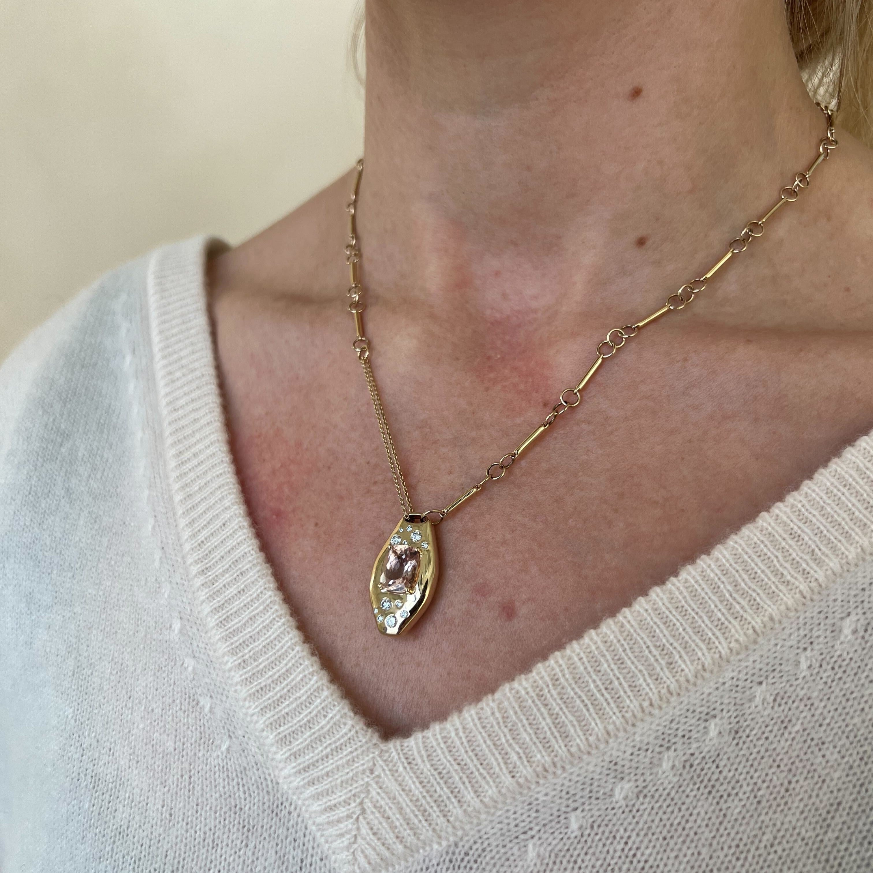 Morganite Slipper Necklace - Elegant Rose Gold Pendant for Women | Perfect for Valentine's Day, Anniversary & Wedding Jewelry Gift