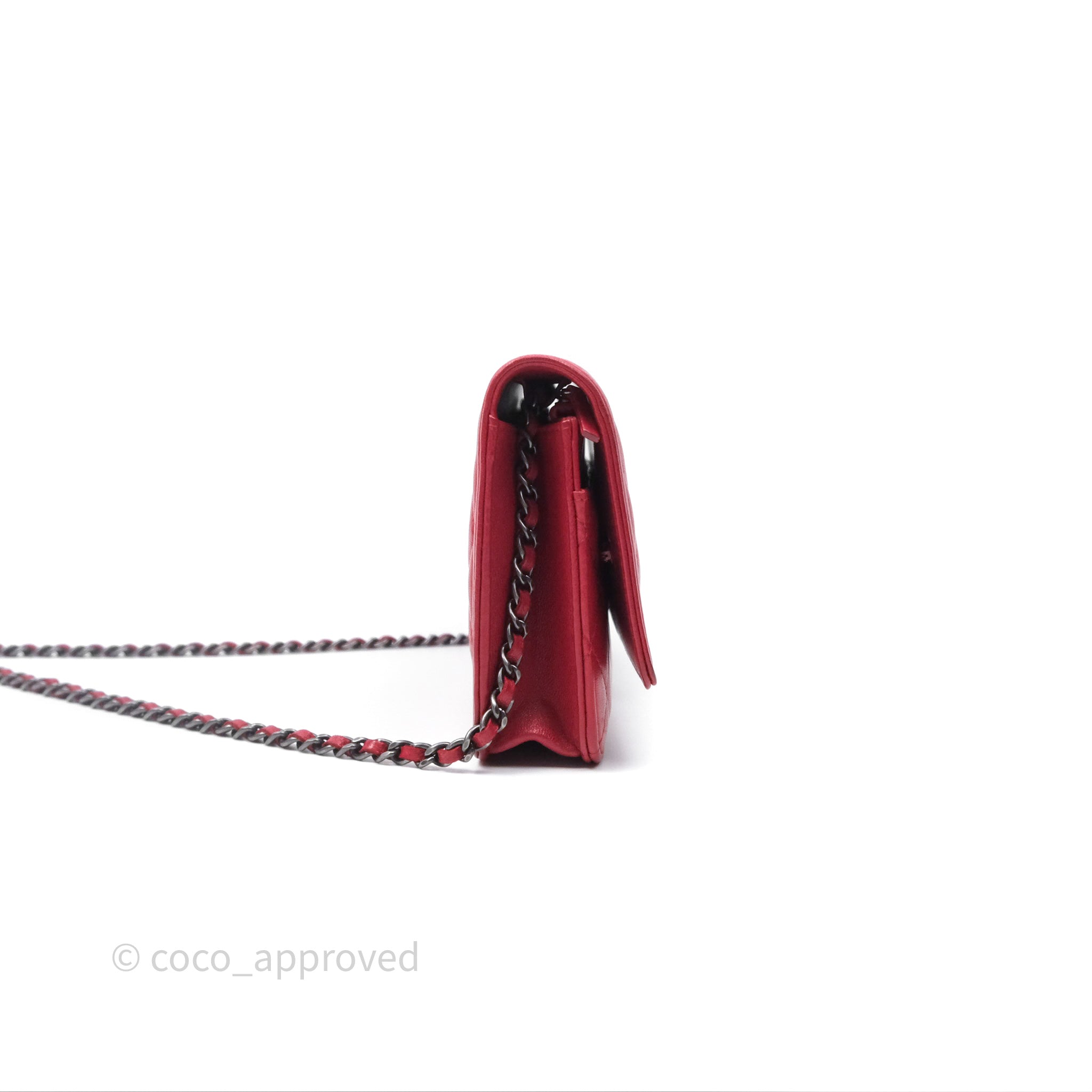 Chanel Boy Wallet on Chain WOC Red Lambskin Ruthenium Hardware - Luxury Crossbody Bag for Women, Perfect for Parties, Date Nights & Evening Events