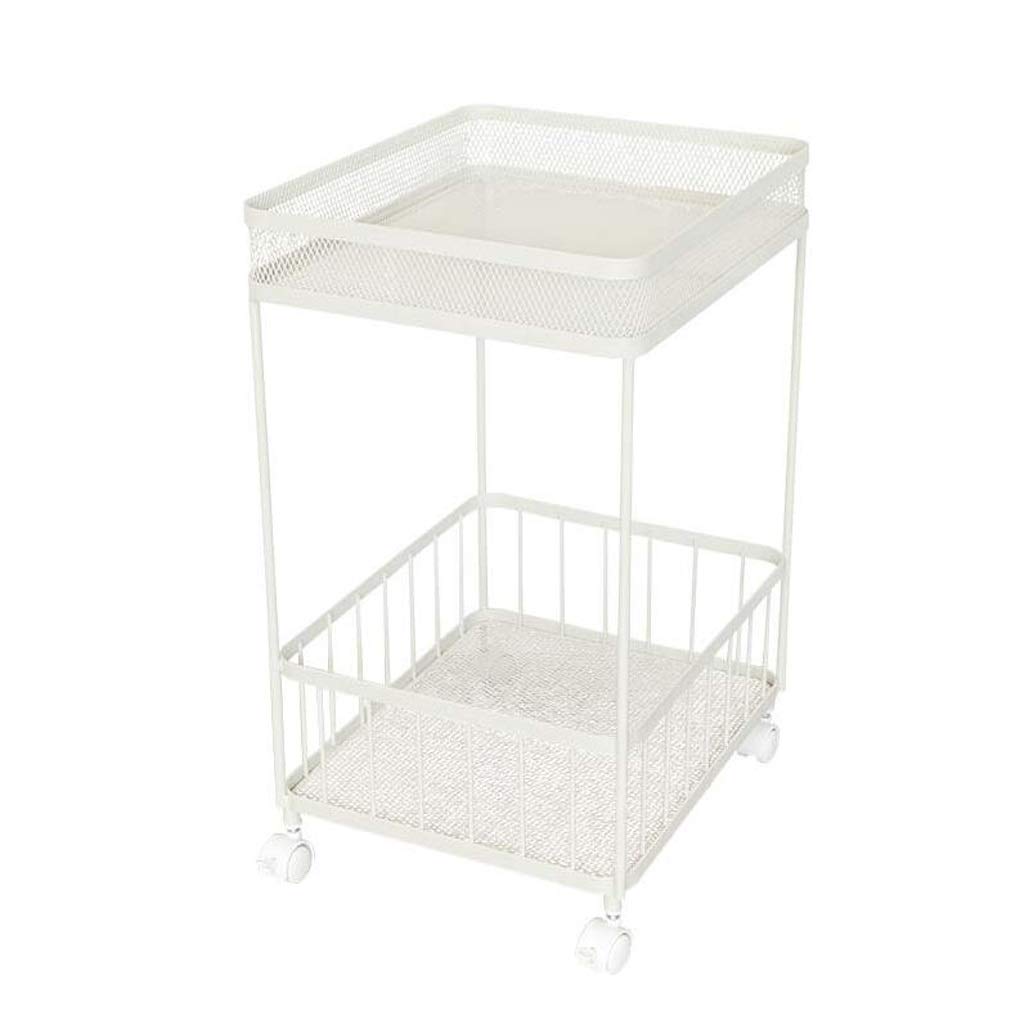 LUYIYI White Mobile Coffee Table with Storage - Small Side Table for Bedroom, Bathroom, Kitchen & Living Room - Portable Bookcase & Organizer | Perfect for Small Spaces, Home Decor & Office Use