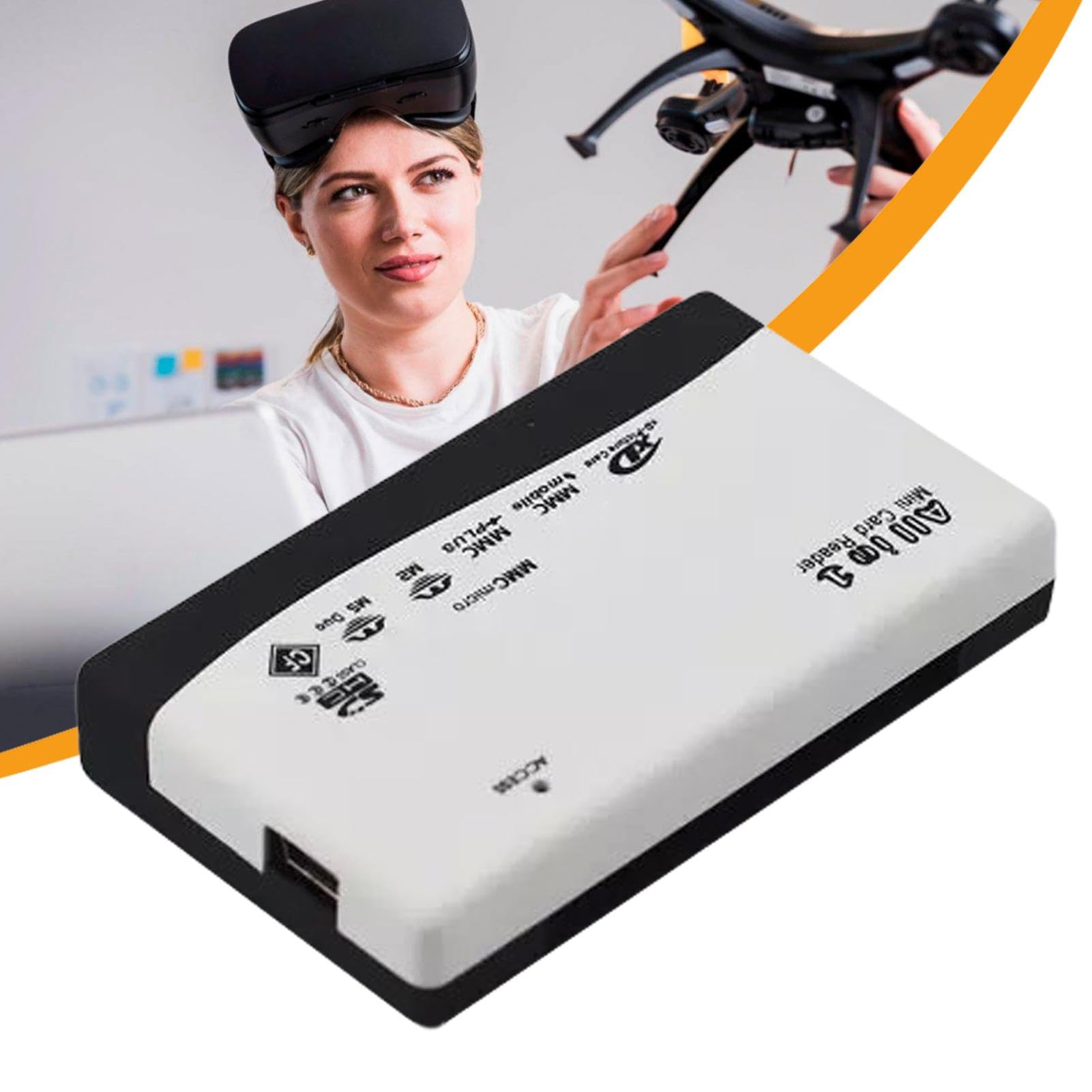 Multi-Port USB 2.0 Memory Card Reader - Compact Flash/SD/MMC Reader for Cameras, Laptops & PCs | Plug & Play | Portable Data Transfer Solution for Photographers & Professionals