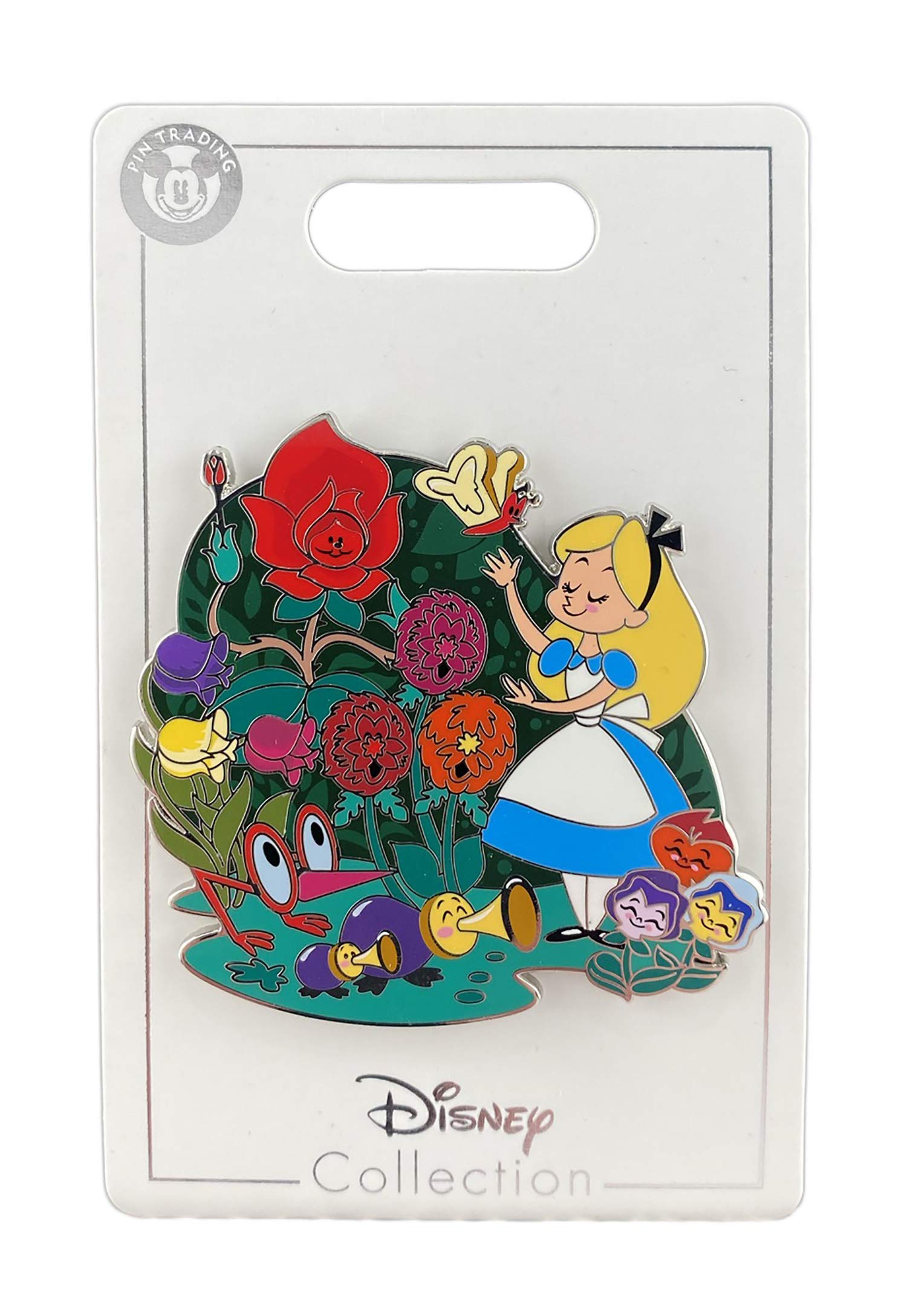 Disney Alice in Wonderland Collectible Pin Set - Tiger Lillies, Pansies, Bread & Butterfly, Glasses Bird & Horn Ducks - Limited Edition Character Pins for Disney Fans, Pin Trading & Collection Display