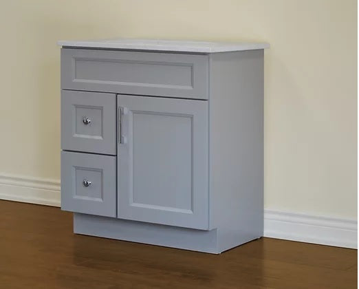 Modern 30-Inch Bathroom Vanity Set with Quartz Countertop - 3 Color Options & Left Side Drawers - Perfect for Small Bathrooms, Powder Rooms & Home Renovations