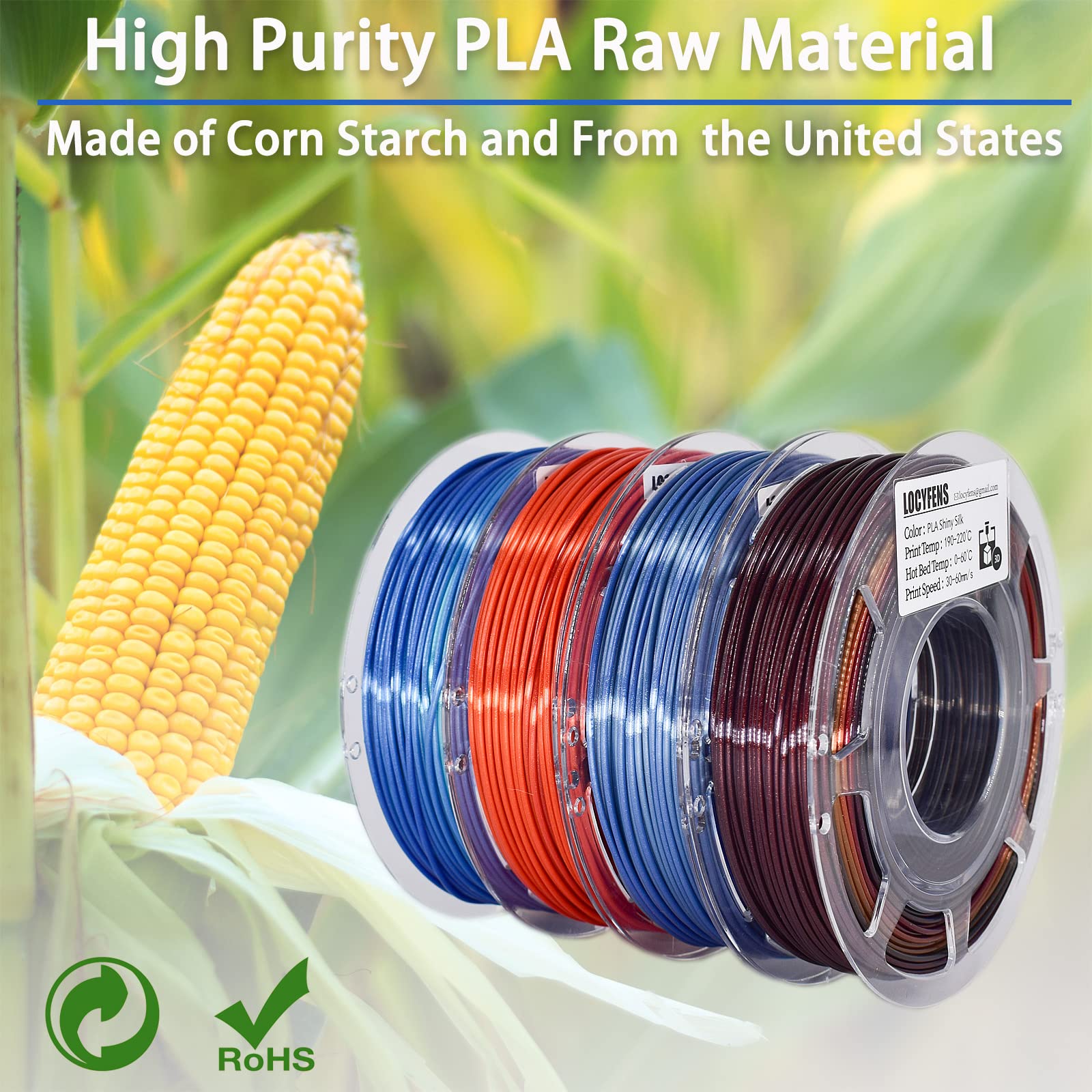Premium 3D Printer Filament Bundle - 4 Spools of 1.75mm Silk Shiny PLA Filament (±0.02mm Accuracy) for Smooth 3D Printing - Perfect for DIY Projects, Cosplay Props & Home Decor Creations