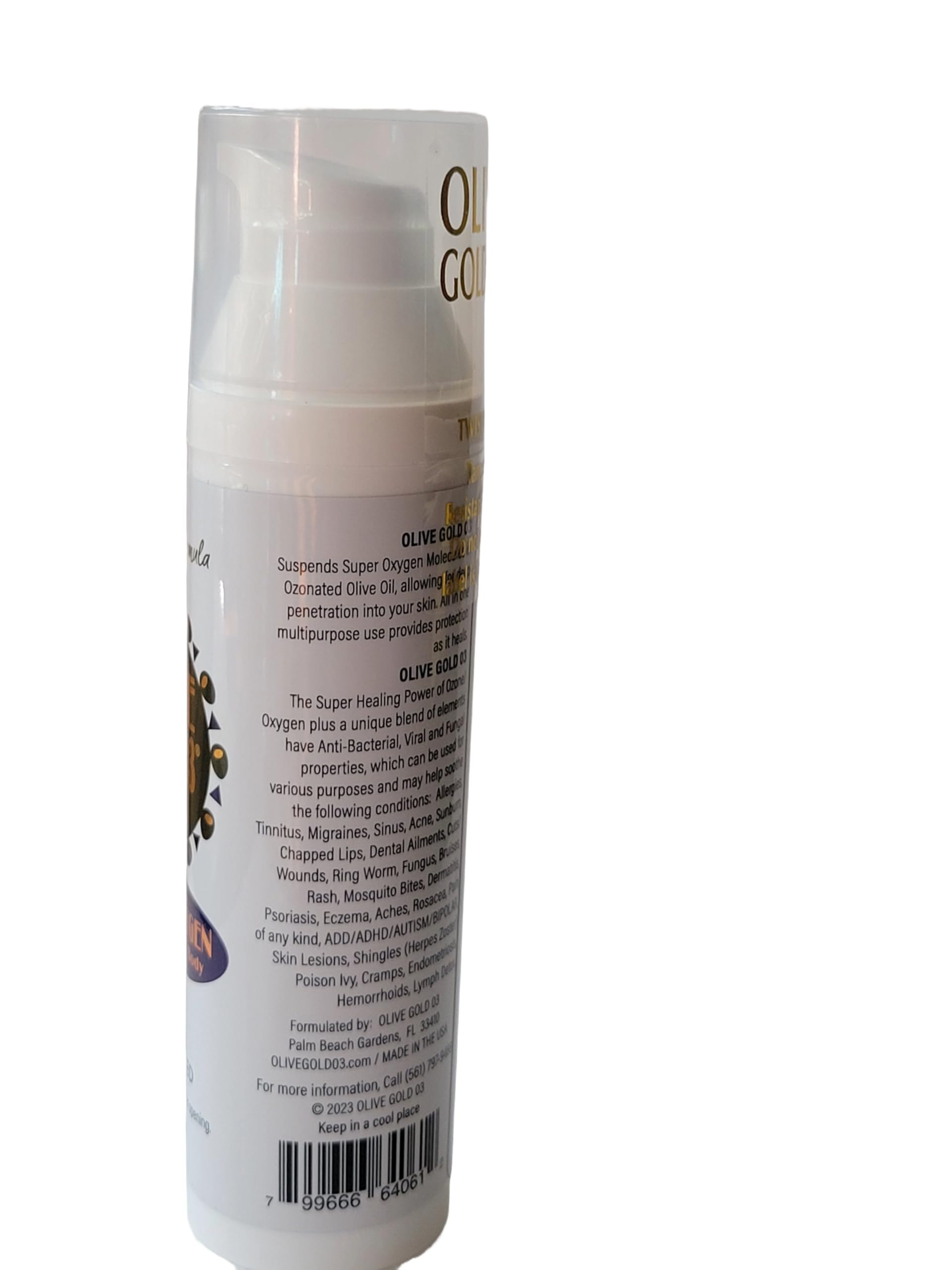 Olive Gold O3 Skin Care Lotion - Ozonated Olive Oil Super Oxygen Moisturizer (4oz) for Dry, Sensitive Skin & Anti-Aging | Hydrating Face & Body Lotion for Daily Skincare Routine