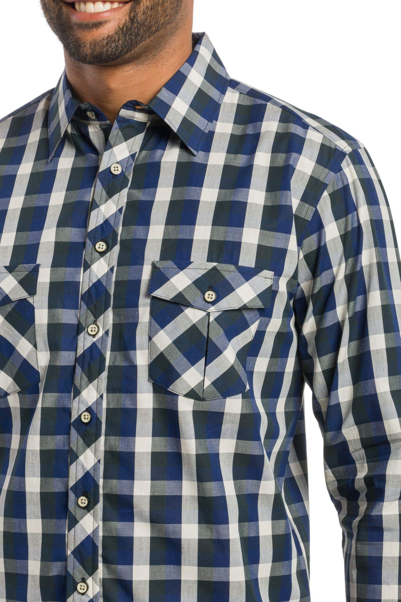 Ably Utopia Men's Long Sleeve Button-Up Shirt - Waterproof, Stain & Odor Resistant Performance Dress Shirt for Work, Travel & Outdoor Activities