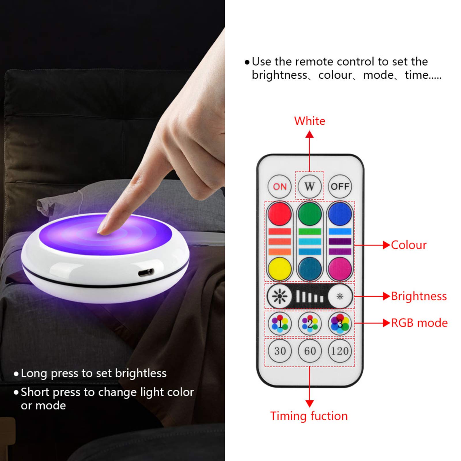 Rechargeable RGB LED Puck Lights with Remote - 6 Pack Dimmable Under Cabinet Lights for Kitchen, Bookcase, Showcase, Pantry | Perfect for Home Decor, Accent Lighting & Nighttime Illumination