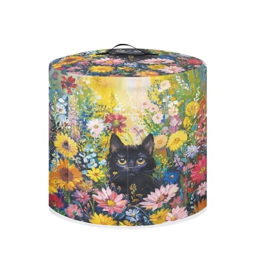 Black Cat Vibrant Floral
