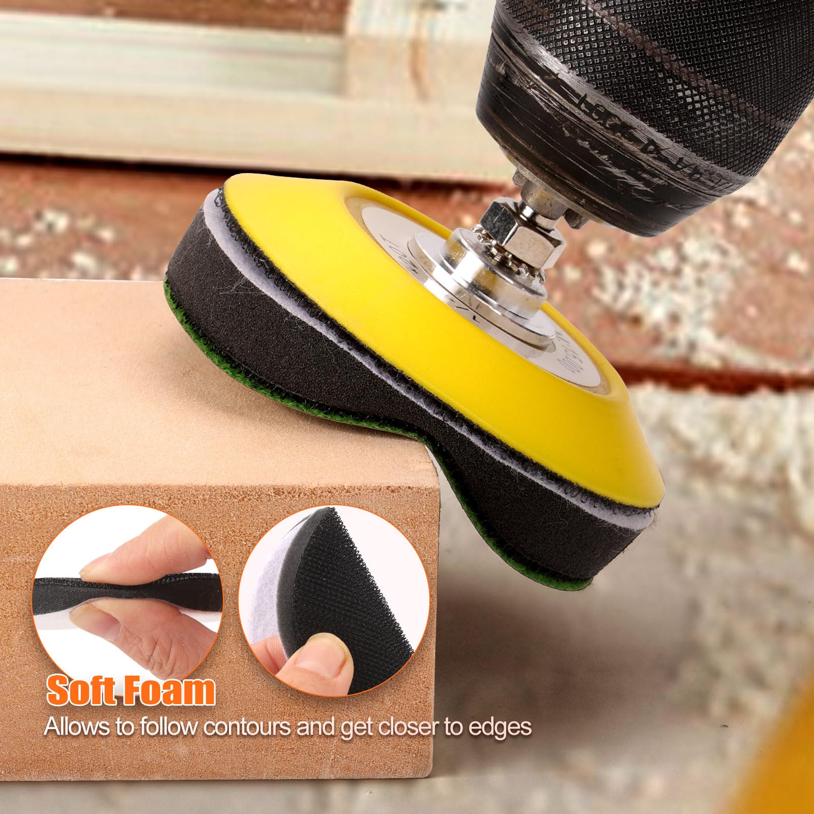 POLIWELL 5 Pack 3 Inch (75mm) Hook and Loop Foam Buffing Pads - Soft Density Interface Pads for 3