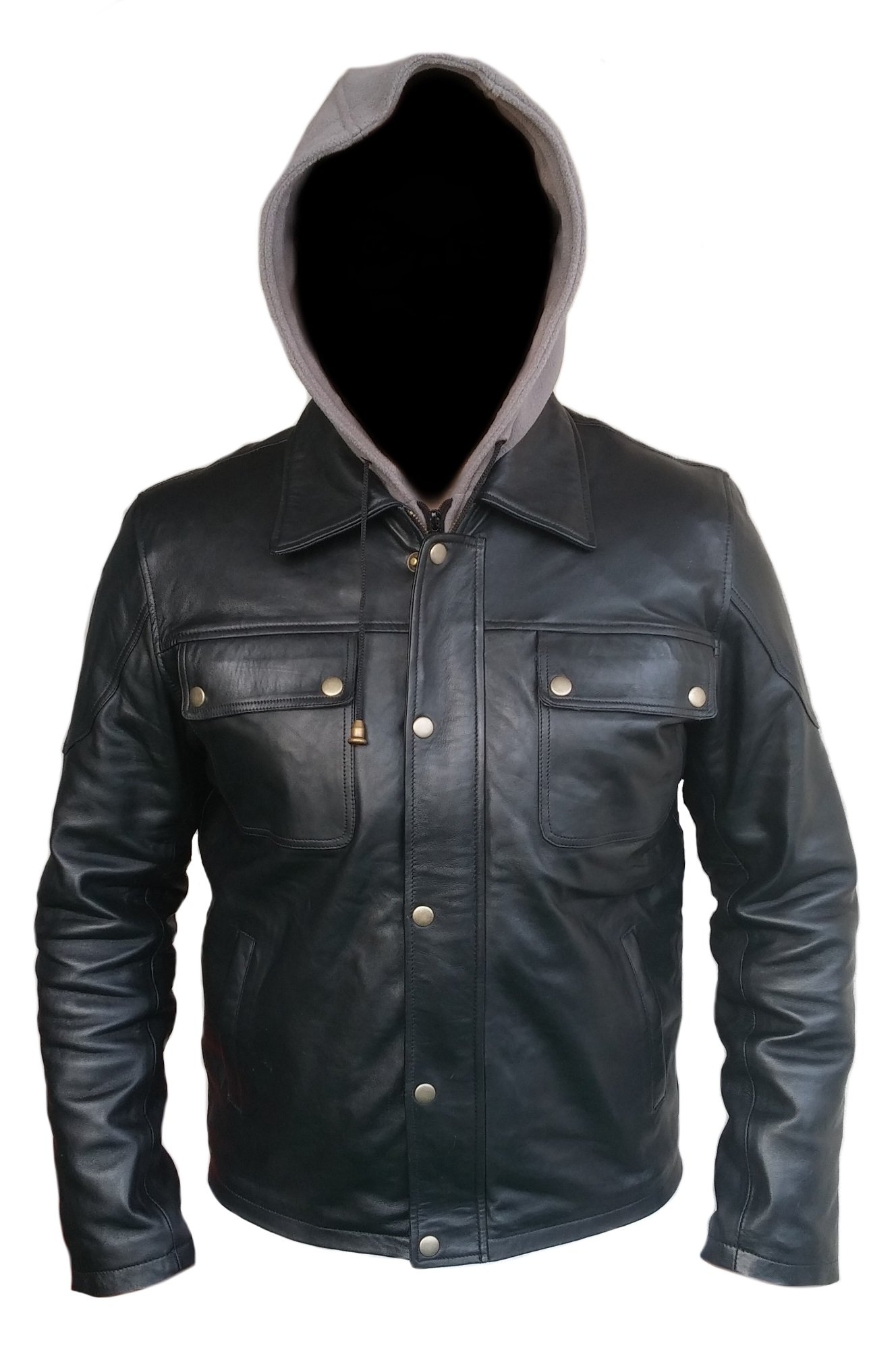 Classyak Men's Black Genuine Leather Hoodie Jacket - Stylish & Durable Outerwear for Casual Wear, Motorcycle Riding & Winter Fashion
