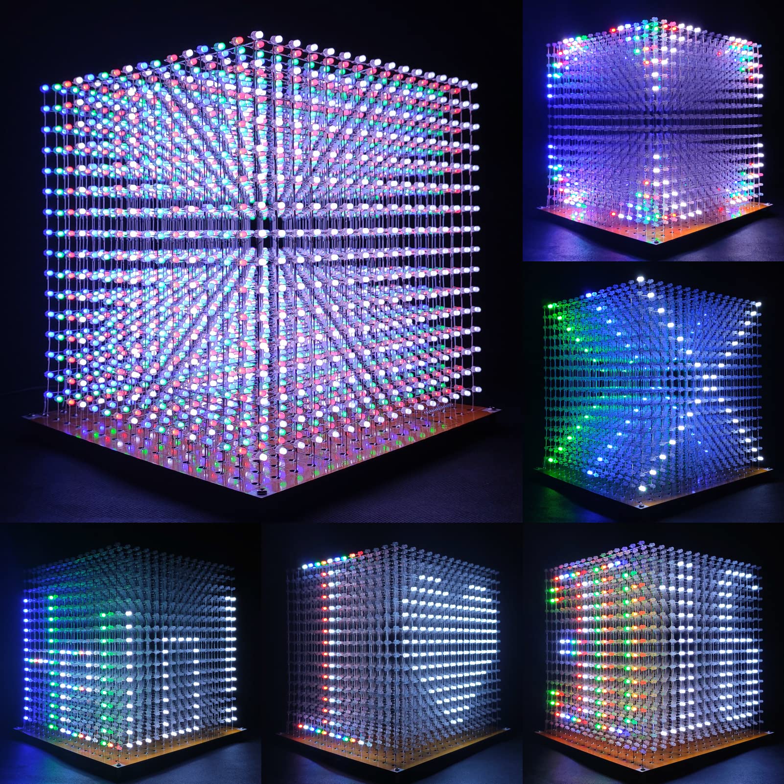 3D LED Cube Light Kit - 16x16x16 RGB LED Electronic Learning Toy for Teens & Kids | STEM Educational DIY Project | Perfect for Coding Practice, Science Fair & Home Learning Activities (3D16MINI-MULTI-KIT)