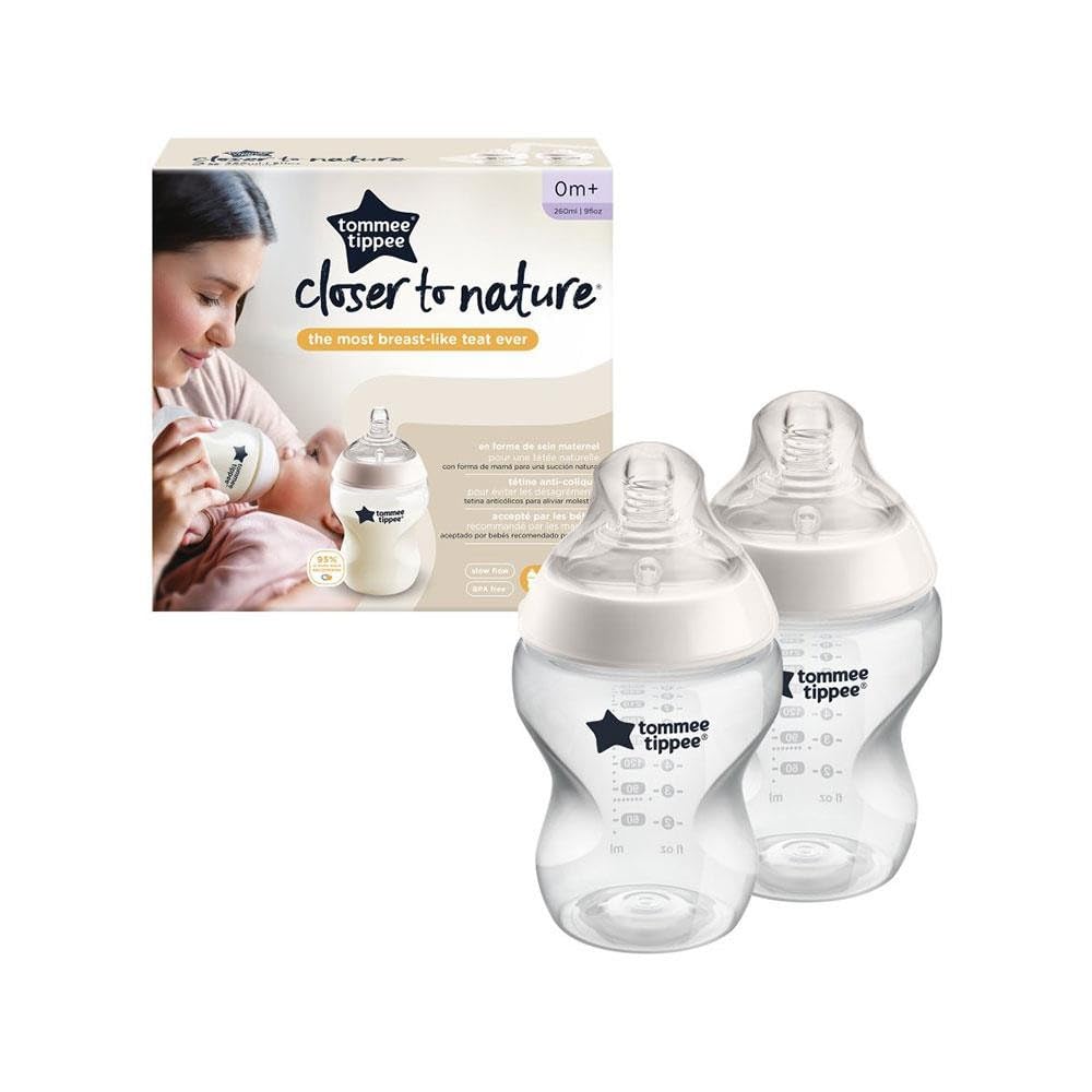 Tommee Tippee Baby Bottles 260ml (Twin Pack) - BPA-Free, Anti-Colic, Easy-Grip - Perfect for Newborns & Infants - Ideal for Breastfeeding, Formula Feeding & On-the-Go Use