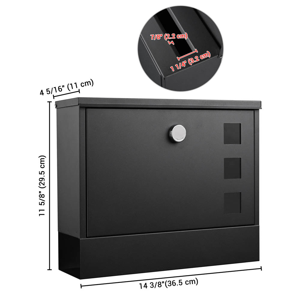 Secure Large Wall Mount Mailbox with Lock - Heavy Duty Steel Letter Box for Home & Business - Perfect for Apartments, Office Buildings & Residential Mail Security