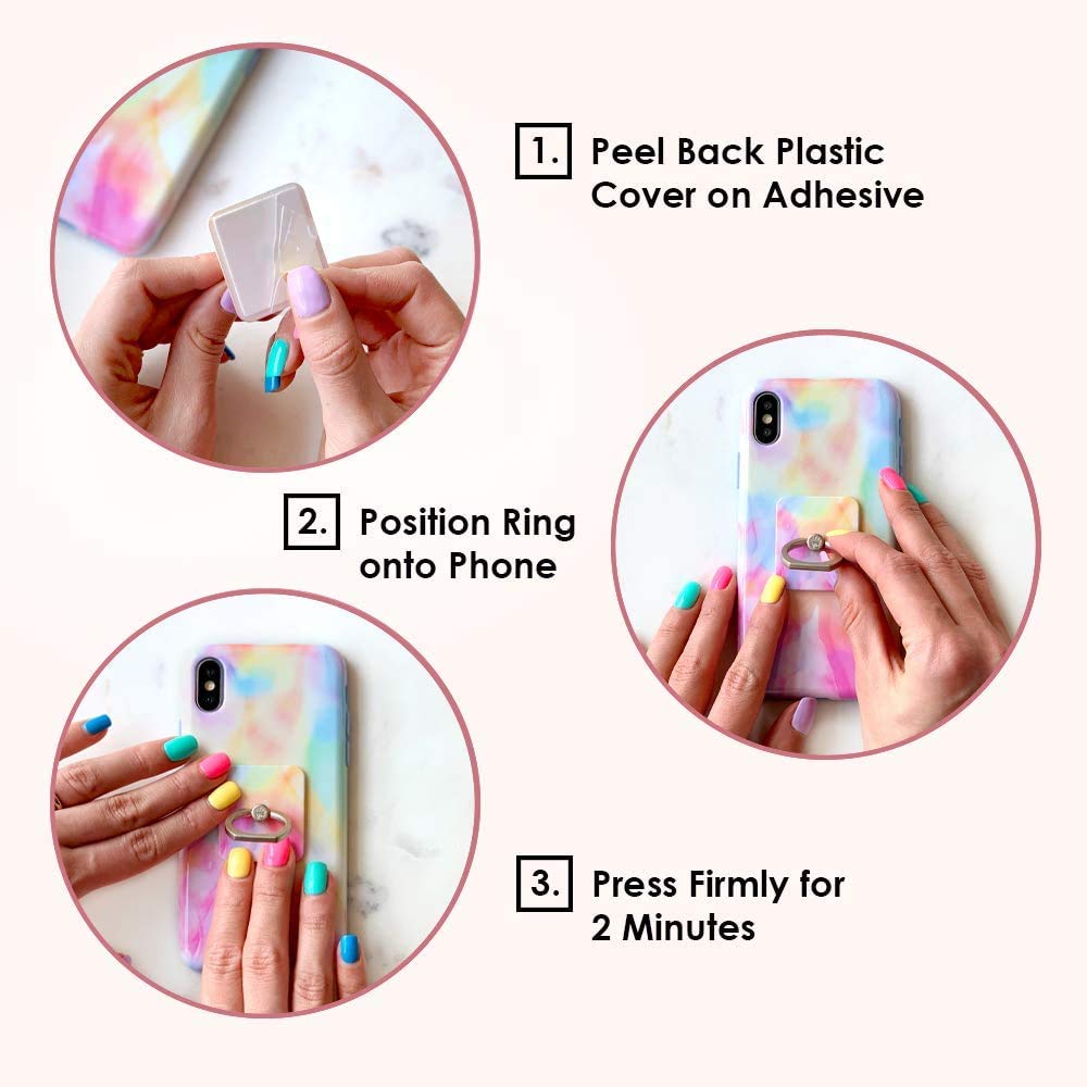 Velvet Caviar Phone Ring Holder - Grip Stand for iPhone & Galaxy (White Camo) - Perfect for Selfies & One-Hand Use