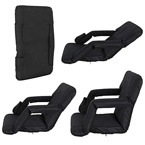 Saturnpower Portable Stadium Seat with Back Support & Cushion - Lightweight Folding Stand Chair for Grandstands, Playgrounds, Sports Courts (Black) | Perfect for Football Games, Concerts, Outdoor Events & Picnics