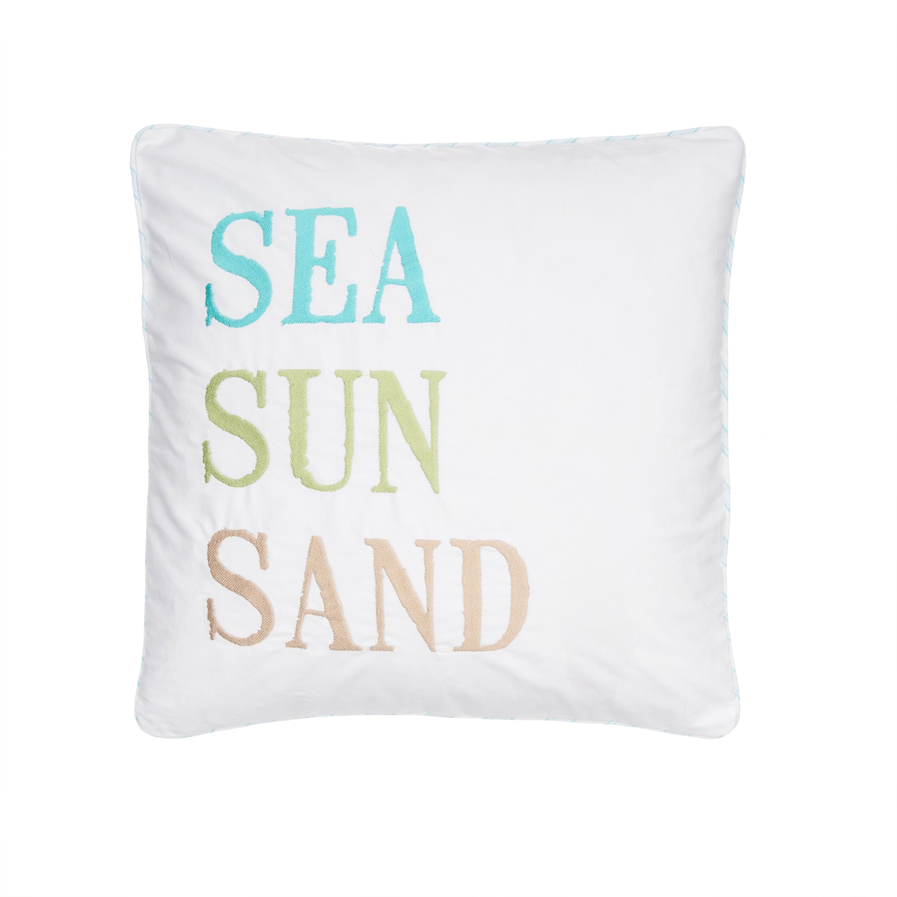 Biscayne Sea Sun Sand Pillow - Coastal Beach Decor for Home, Sofa & Outdoor Use - Perfect for Beach House, Porch & Vacation Vibes