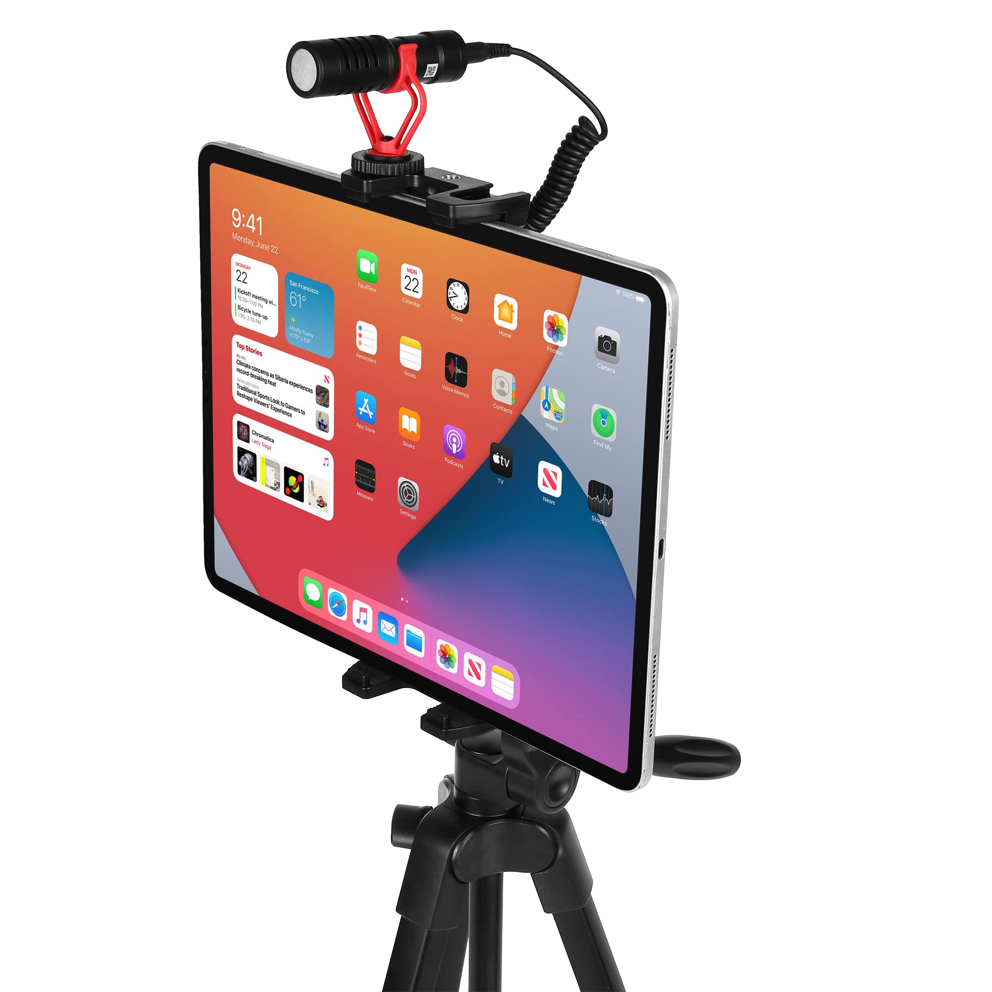 Peastrex Upgraded 360° Swivel Tablet Tripod Mount with Cold Shoe - Universal Holder for 4-15