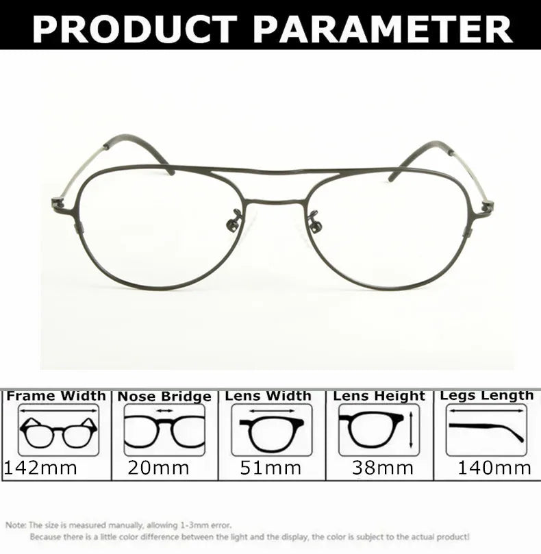 Aimee Unisex Full Rim Oval Double Bridge Titanium Eyeglasses Frame 14507 - Lightweight Durable Glasses for Men & Women - Perfect for Reading, Working & Daily Wear