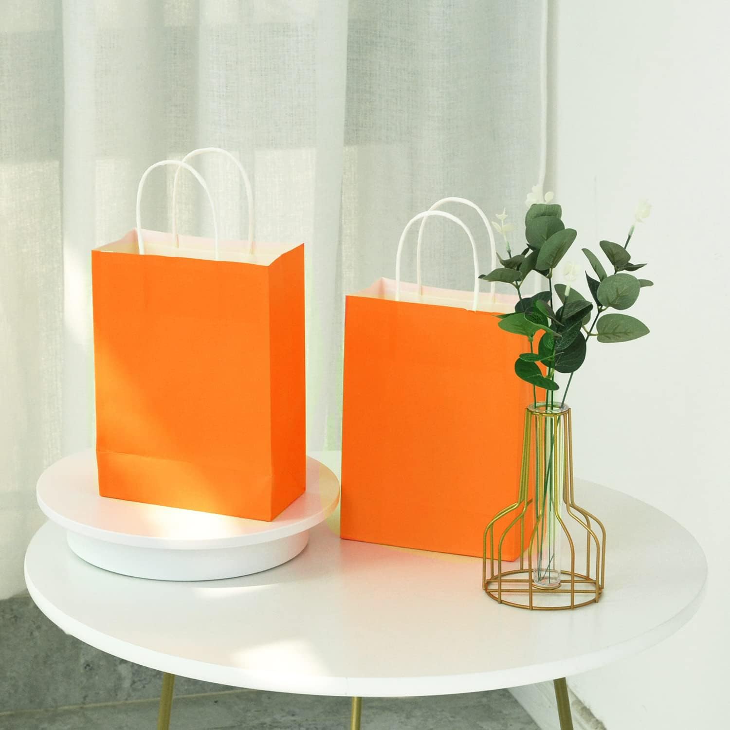 25 Pieces 6 Inch Mini Orange Gift Bags with Handles - SUNCOLOR Small Party Favor Bags for Halloween, Birthday, Baby Shower & Wedding Favors - Perfect for Candy, Treats & Small Gifts