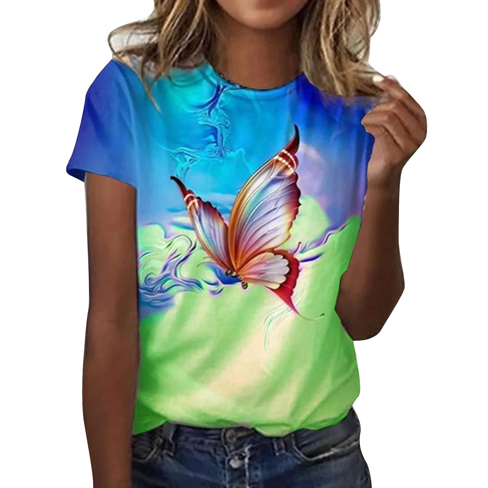 Women's Graphic T-Shirts | Cute Summer Tops for Women | Plus Size Short Sleeve O-Neck Printed Loose Blouse | Casual Wear for Outings, Beach & Everyday Comfort