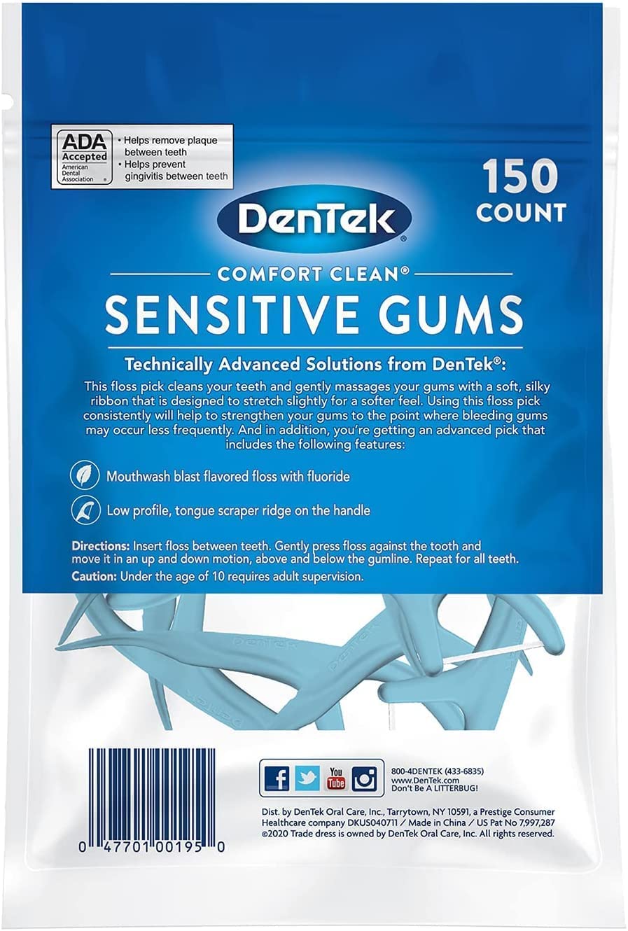 DenTek Comfort Clean Dental Floss Picks - Fresh Mint Flavor, 150 Count (Pack of 3) | Gentle Teeth Cleaning for Travel, Office & On-the-Go Oral Care