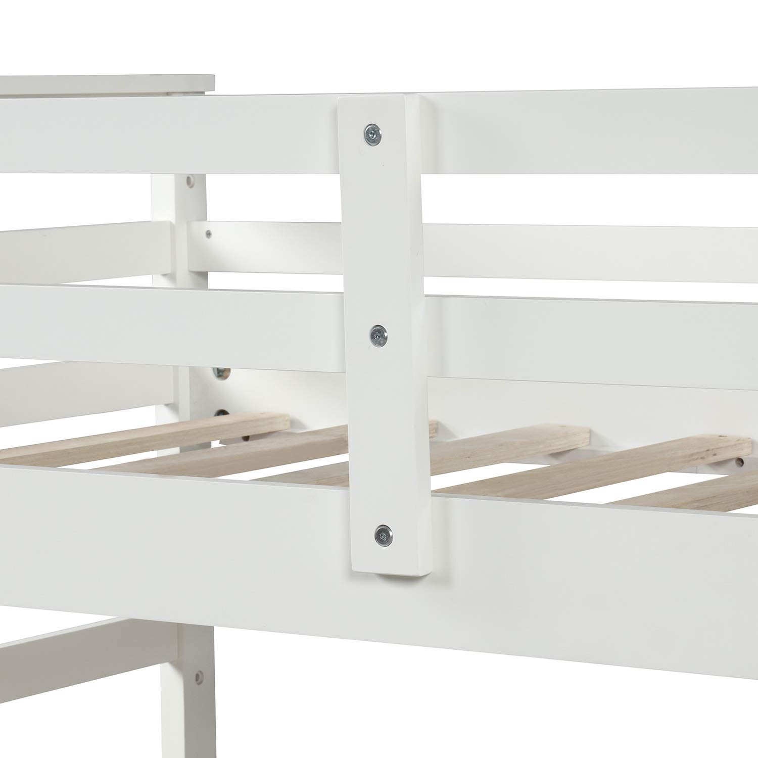 P PURLOVE Twin Over Twin Bunk Bed with Trundle - Solid Wood Stairway Bunk Bed Frame with Stairs & Storage - Full Length Guardrail for Kids, Teens & Guest Rooms - Space Saving Bedroom Furniture (White) - Perfect for Small Spaces, Shared Rooms & Vacation Homes