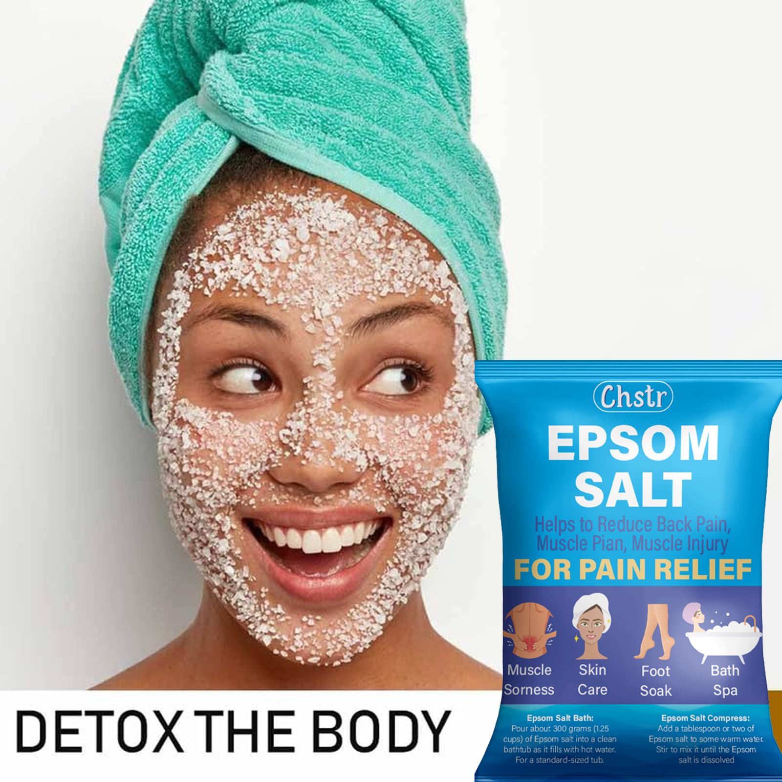 Epsom Salt for Pain Relief - Magnesium Sulfate Bath Crystals for Muscle Relaxation, Foot Soak & Stress Relief (1kg) | Perfect for Post-Workout Recovery, Spa Day & Relaxing Baths