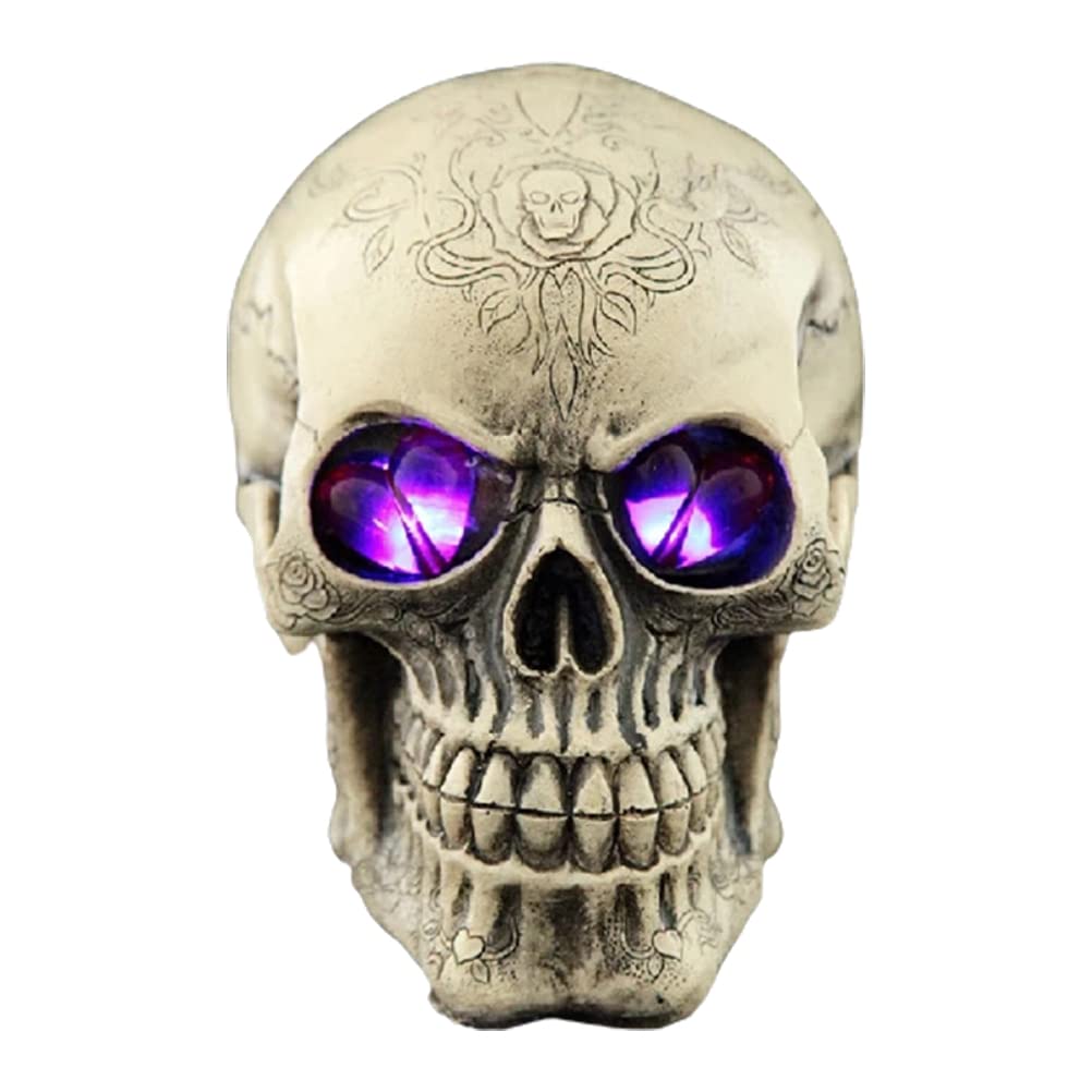 LED Skull Statue Light - Halloween Decor, Haunted House Prop, Resin Skull Night Light with Glowing Eyes - Perfect for Bar Table, Party Decoration, Desk Lamp, or Spooky Gift for Holidays & Birthdays | Great for Halloween Parties, Haunted Houses, Themed Events & Horror Room Decor