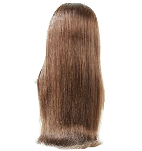 100% Brazilian Virgin Remy Human Hair Front Lace Wig - Yaki Texture #4 Light Brown | Natural Look for Daily Wear, Cosplay & Special Occasions