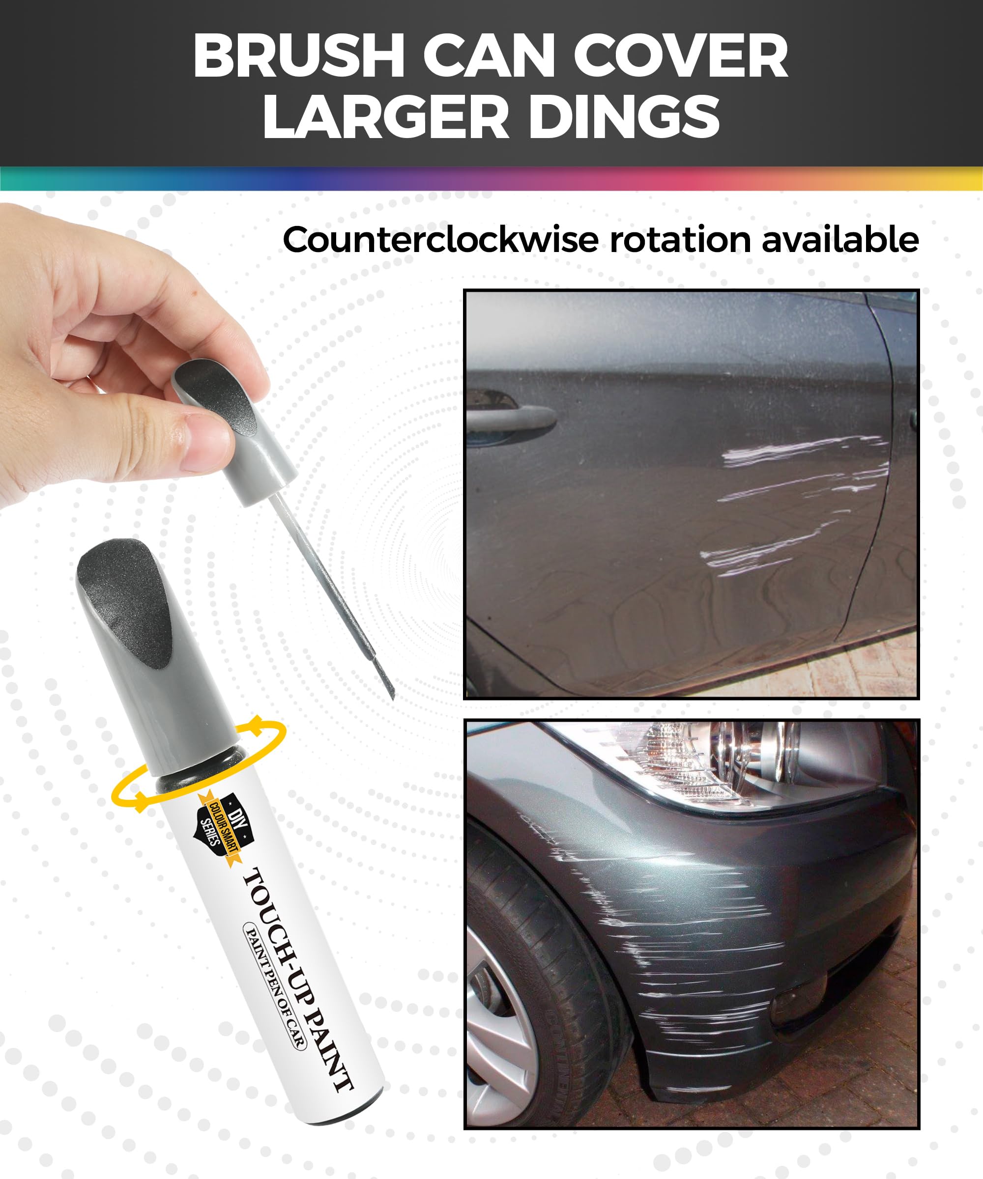 Car Paint Scratch Repair Kit - Touch Up Paint Pen for Cars, Auto Scratch Remover & Eraser (Gray) | Perfect for DIY Car Scratch Fix, Small Dents & Paint Chip Repair | Ideal for Sedans, SUVs & Trucks