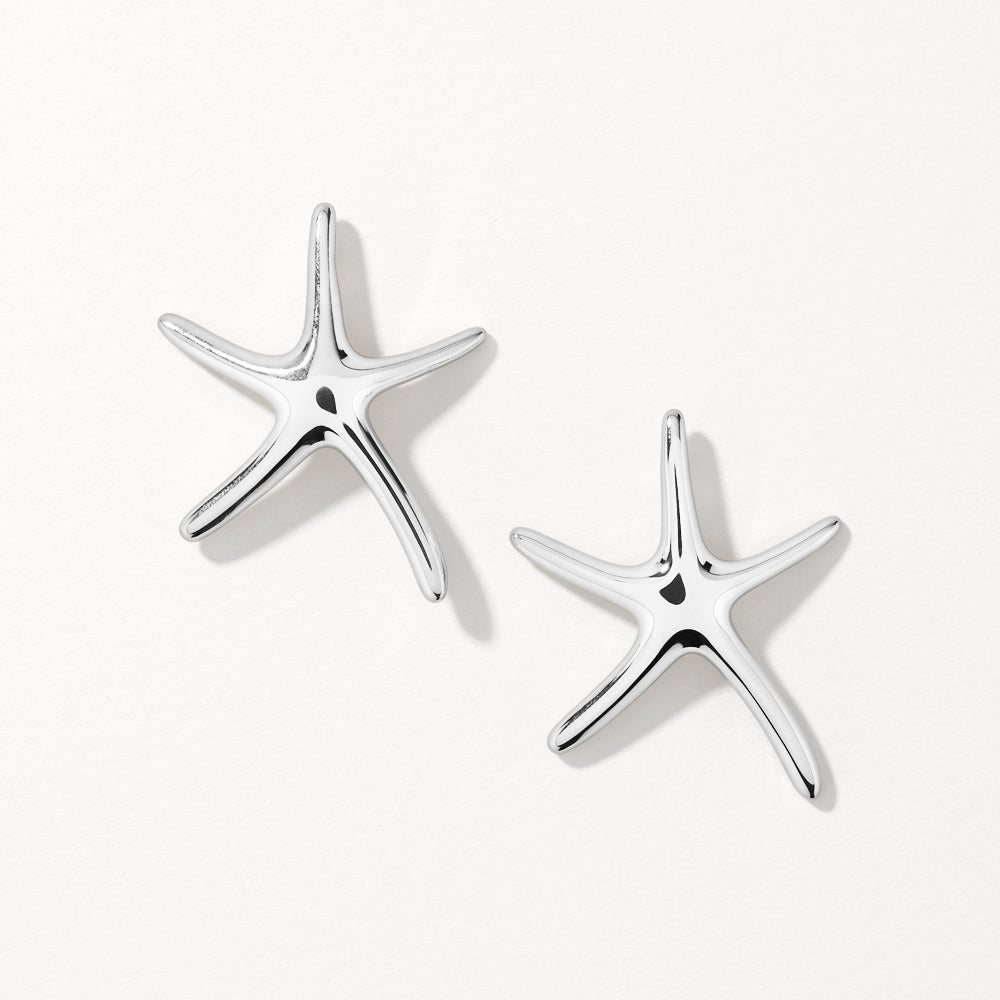 Silver Starfish Stud Earrings for Women - Dainty Ocean-Themed Jewelry for Beach Vacations, Summer Outfits & Gift Giving