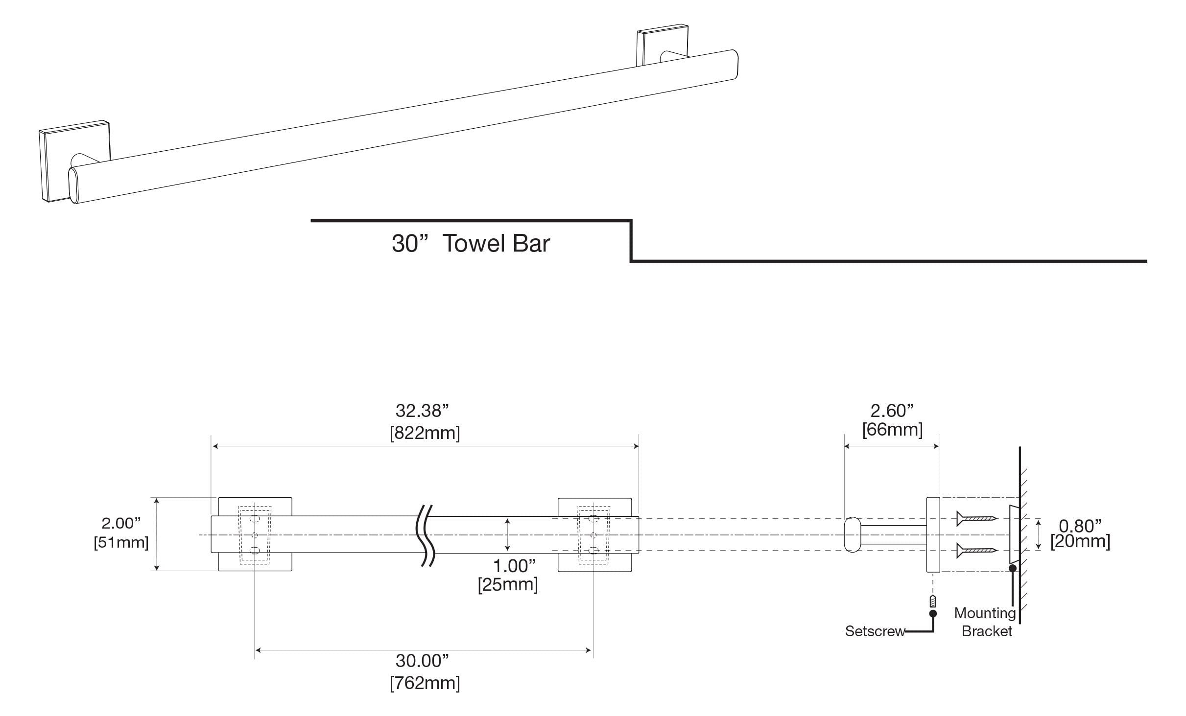 Gatco 4060A Elevate 30-Inch Brushed Brass Wall Mounted Towel Bar - Premium Bathroom Towel Holder for Modern Homes | Perfect for Bathrooms, Spas & Guest Rooms