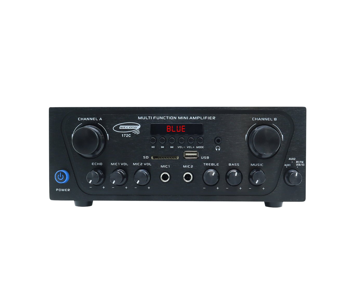 160W 2-Channel Bluetooth Amplifier with USB, SD Card & Headphone Jack - Multi-Function Audio Receiver for Home Theater, Karaoke, DJ & Party Sound System