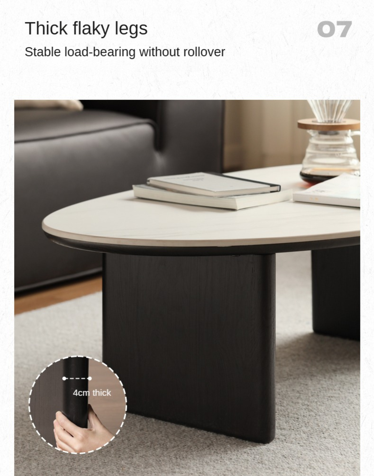 Solid Oak Wood Rock Slab Coffee Table - Rustic Modern Living Room Furniture for Home Decor & Entertainment Spaces