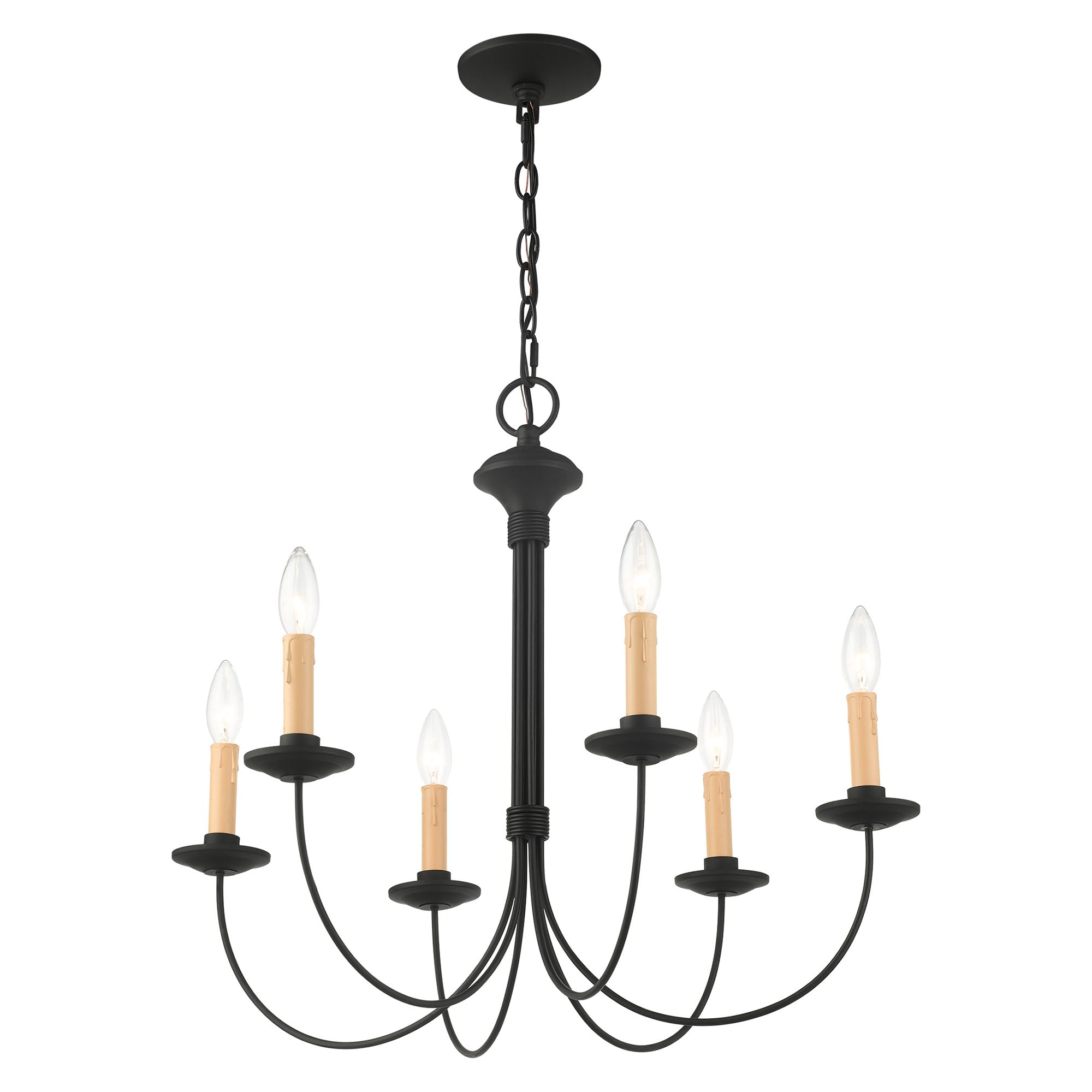 Livex Lighting 4456-04 Heritage 6-Light Black Chandelier - Elegant Dining Room & Bedroom Ceiling Fixture for Modern & Traditional Homes